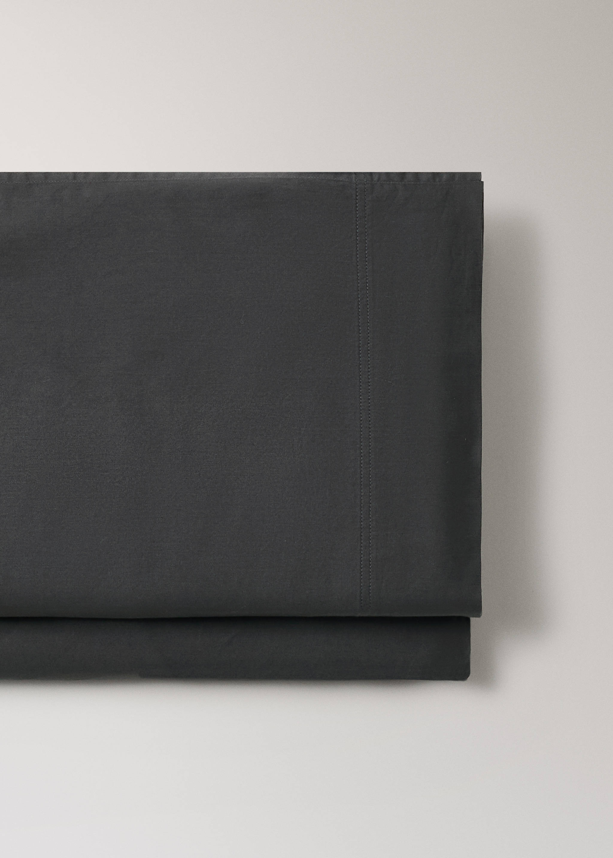 Drap plat coton satin lavé double surpiqûre lit 90 cm - Détail de l'article 2