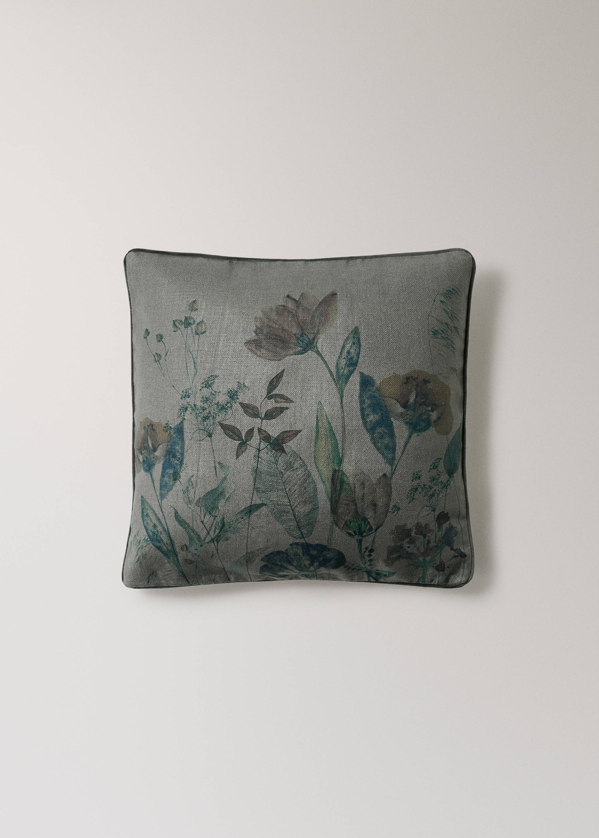 Λινή μαξιλαροθήκη με floral σχέδιο 50x50 εκ. - Προϊόν χωρίς μοντέλο