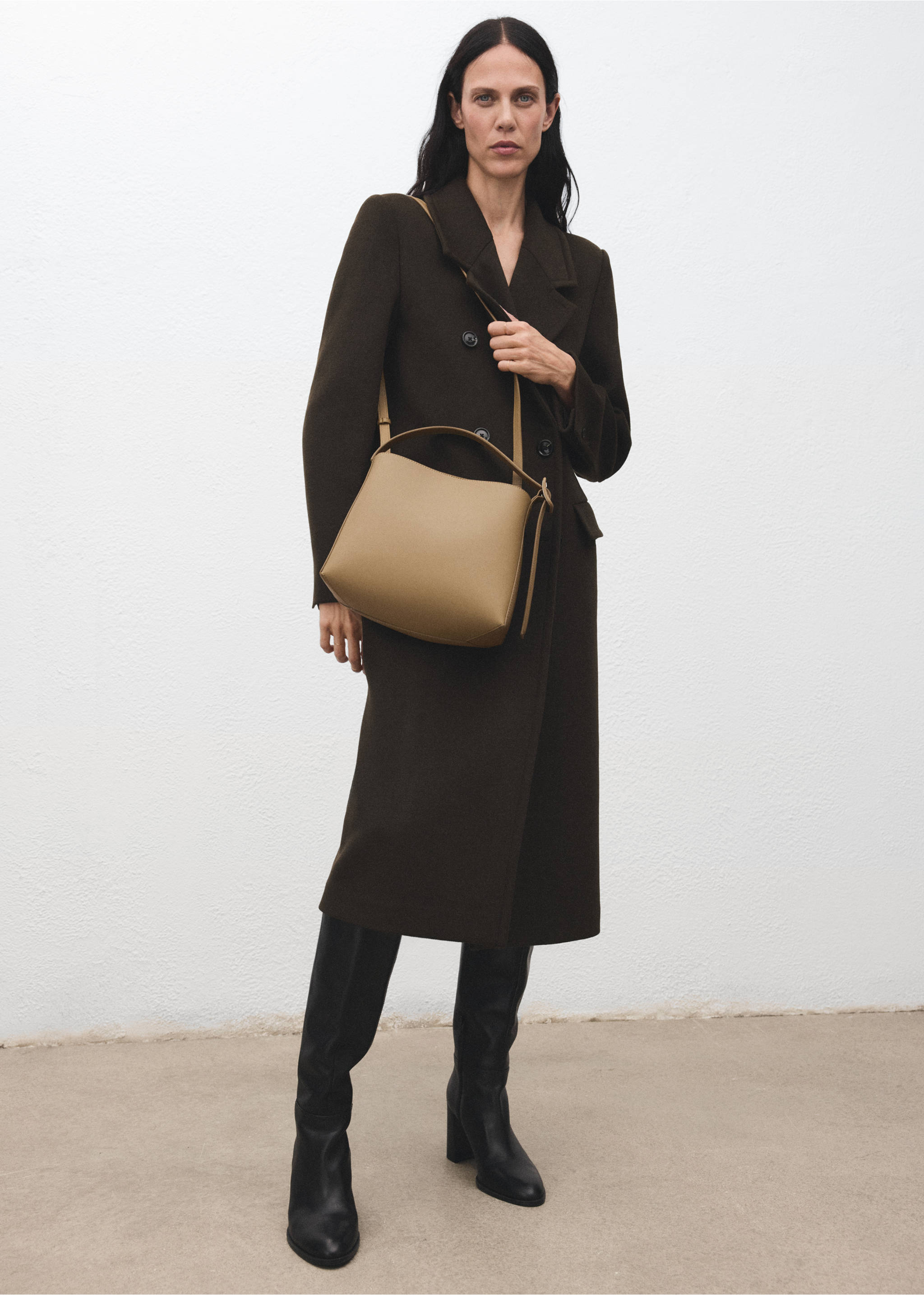 Mini shopper bag with buckle - General plane, Khaki. Ref: 17042029-00.