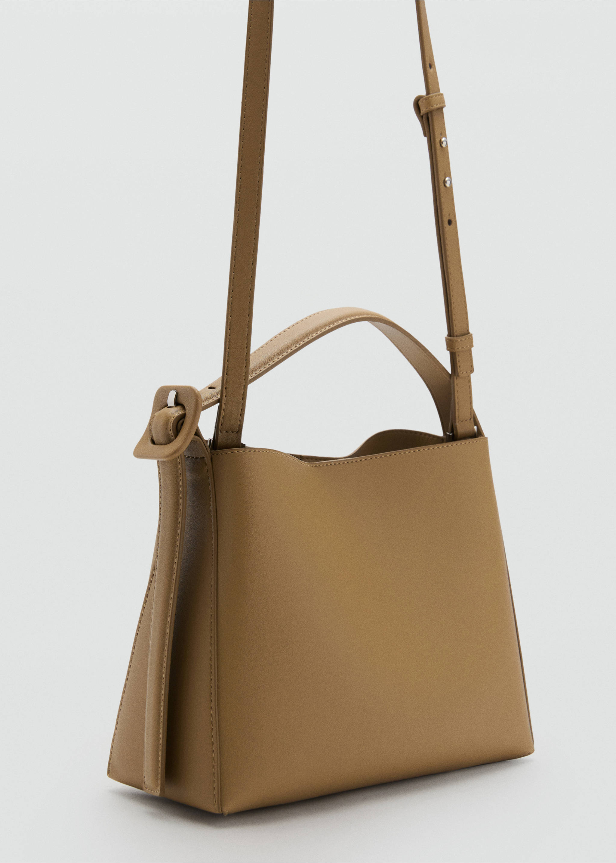 Mini shopper bag with buckle - Medium plane, Khaki. Ref: 17042029-00.