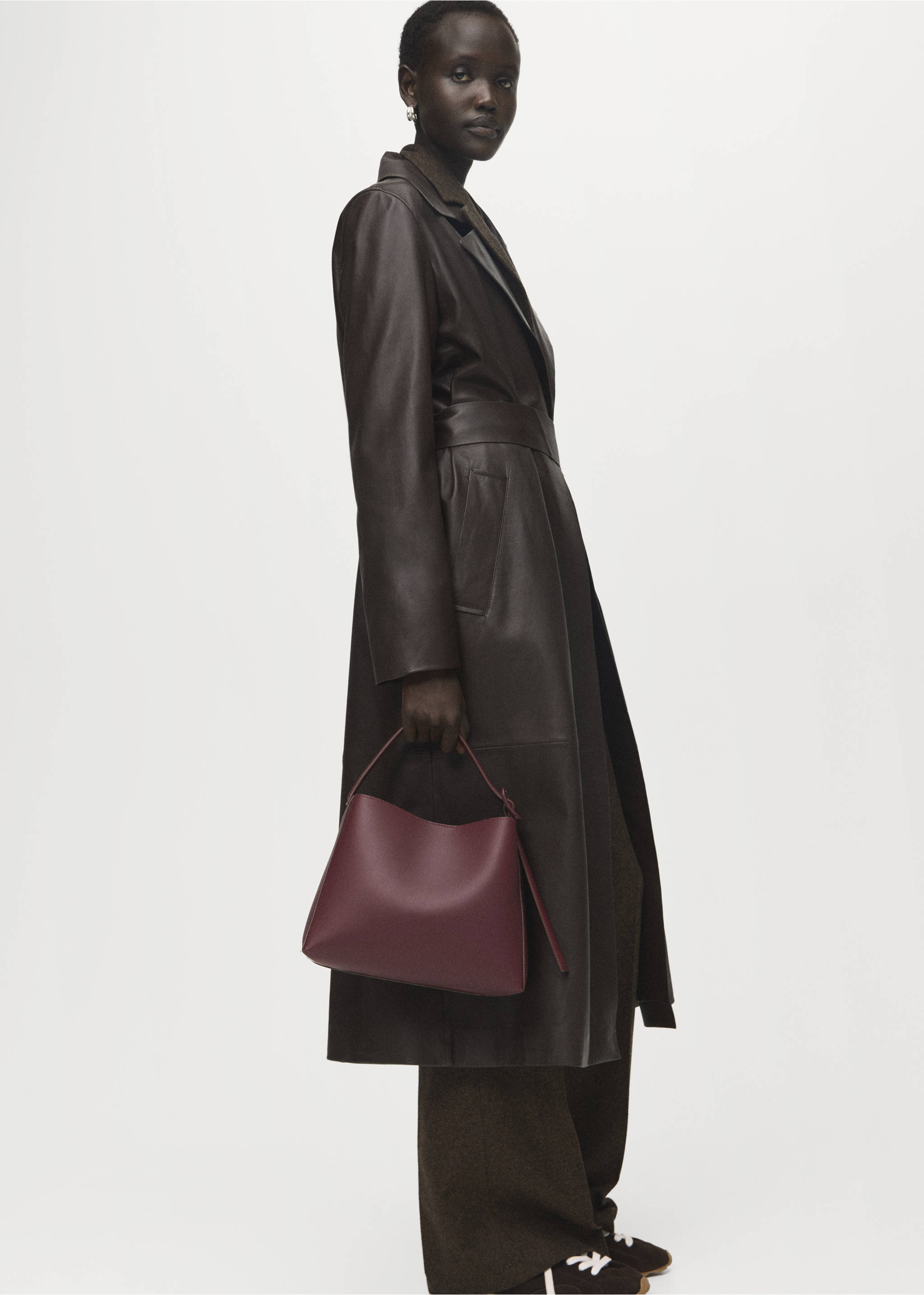 Mini shopper bag with buckle - General plane, Burgundy. Ref: 17042029-00.
