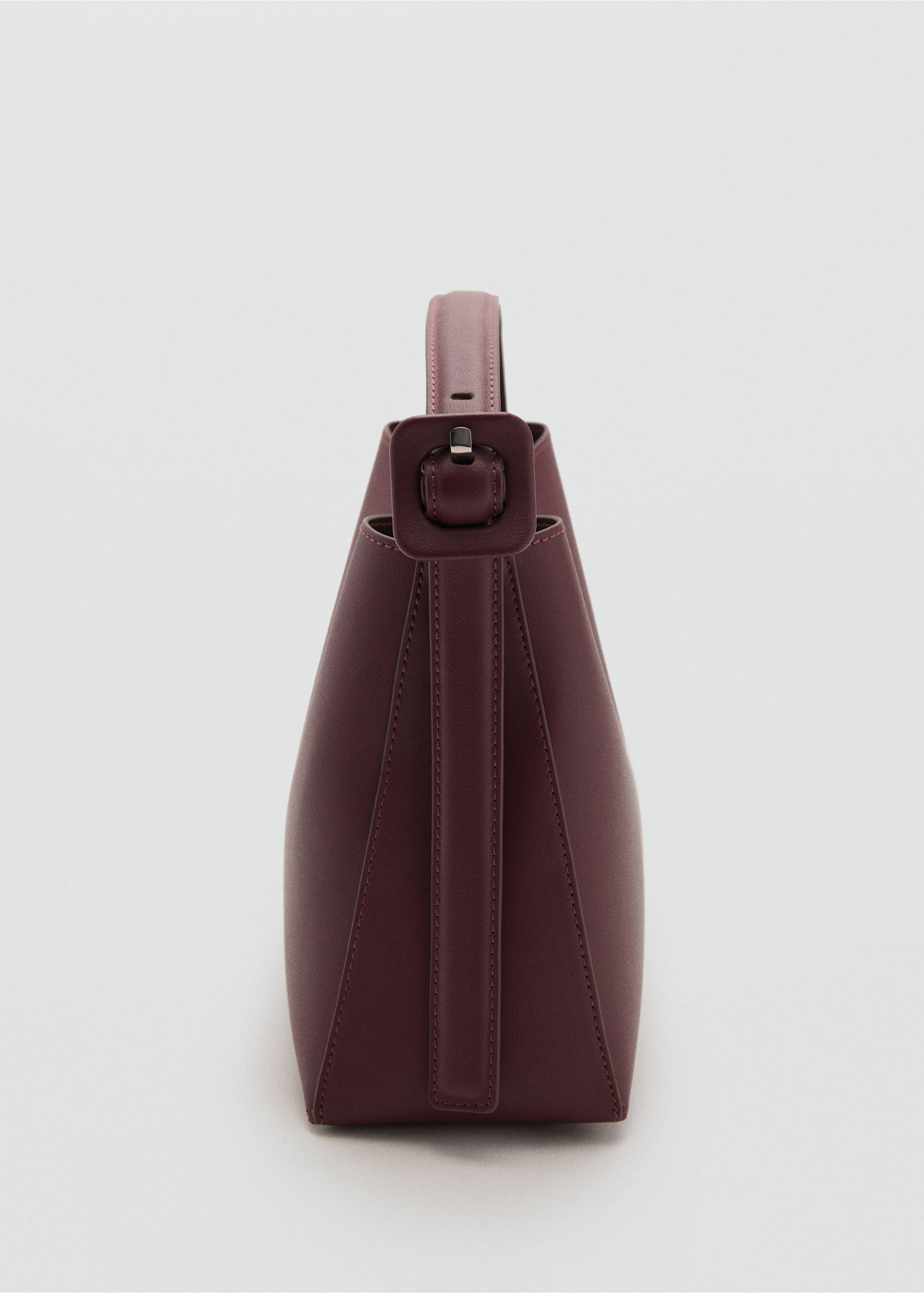 Mini shopper bag with buckle - Details of the article 1, Burgundy. Ref: 17042029-00.