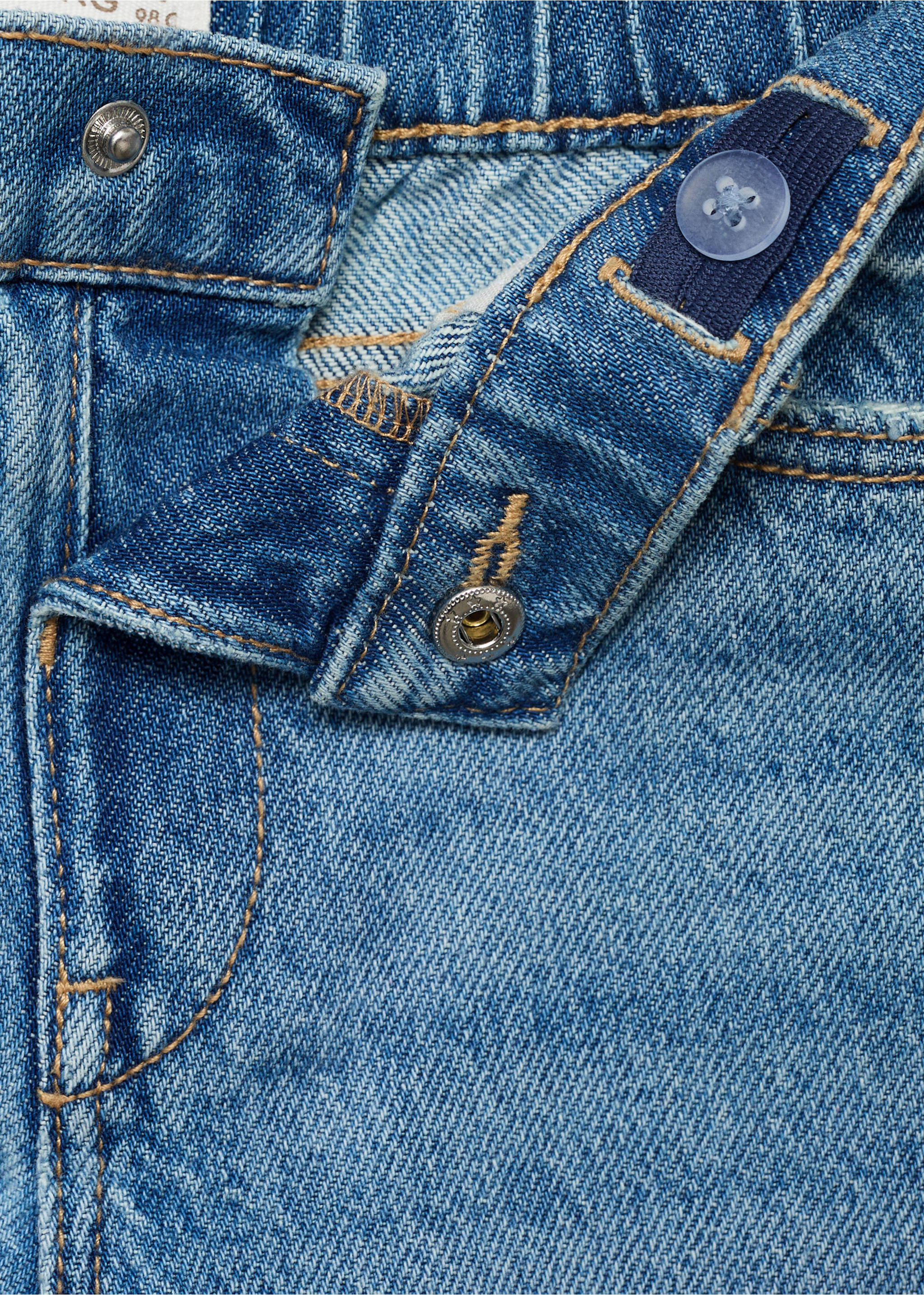 Cotton culotte jeans - Details of the article 8, Medium Blue. Ref: 17042030-00.