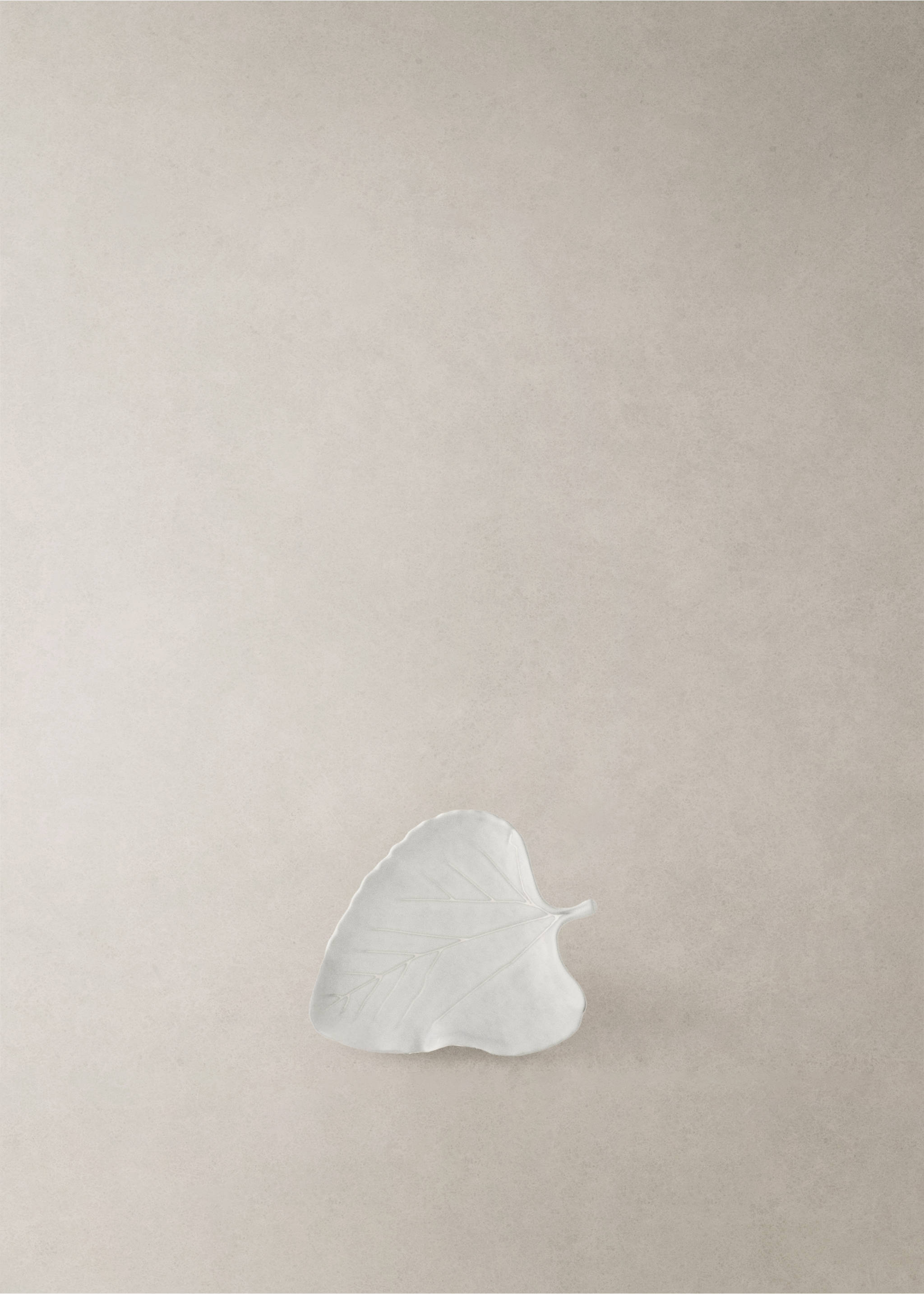 White leaf-shaped serving dish with embossed vein details., Light/Pastel Grey. Ref: 17042034-00.