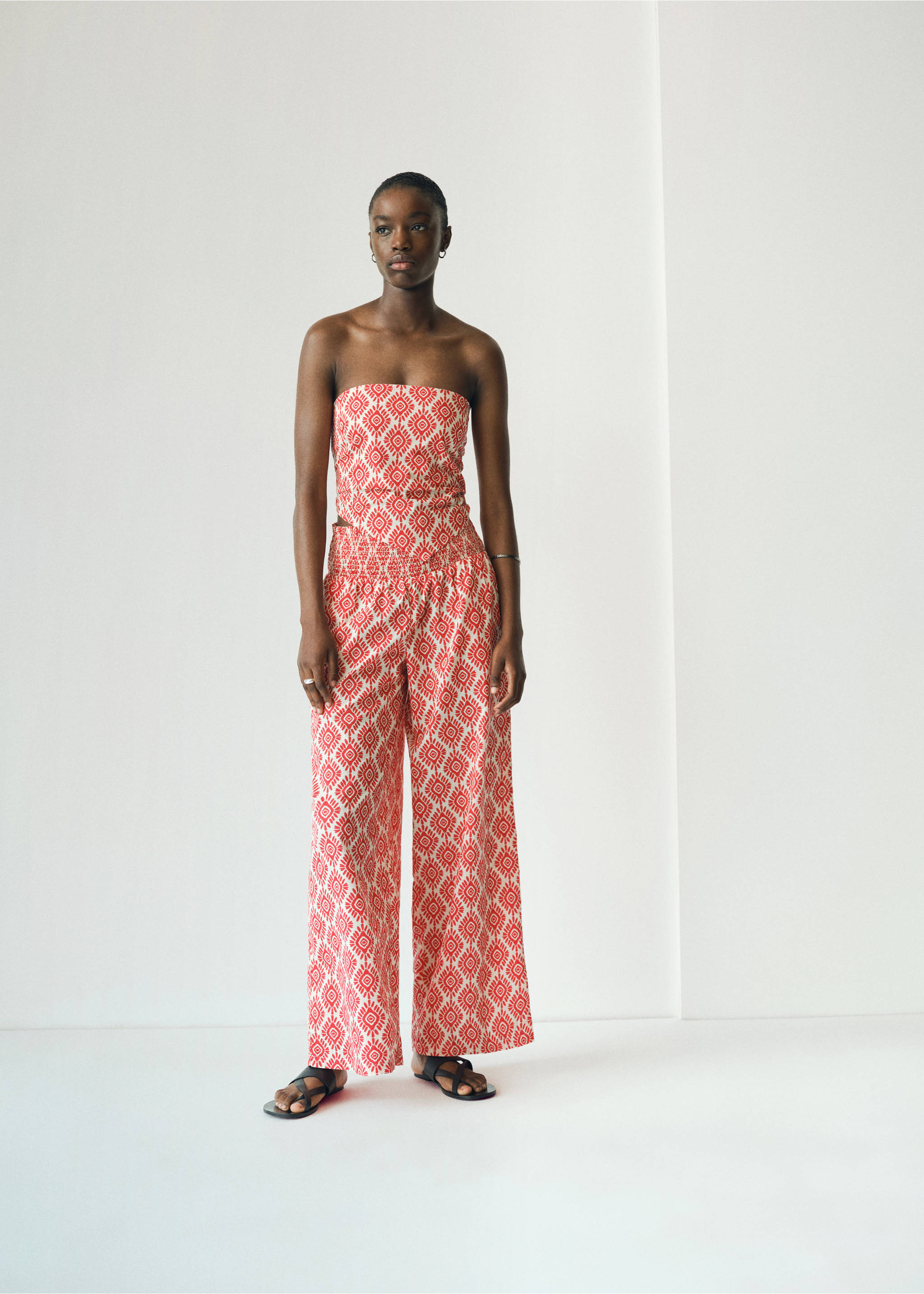 Printed cotton trousers - General plane, Red. Ref: 17042533-00.
