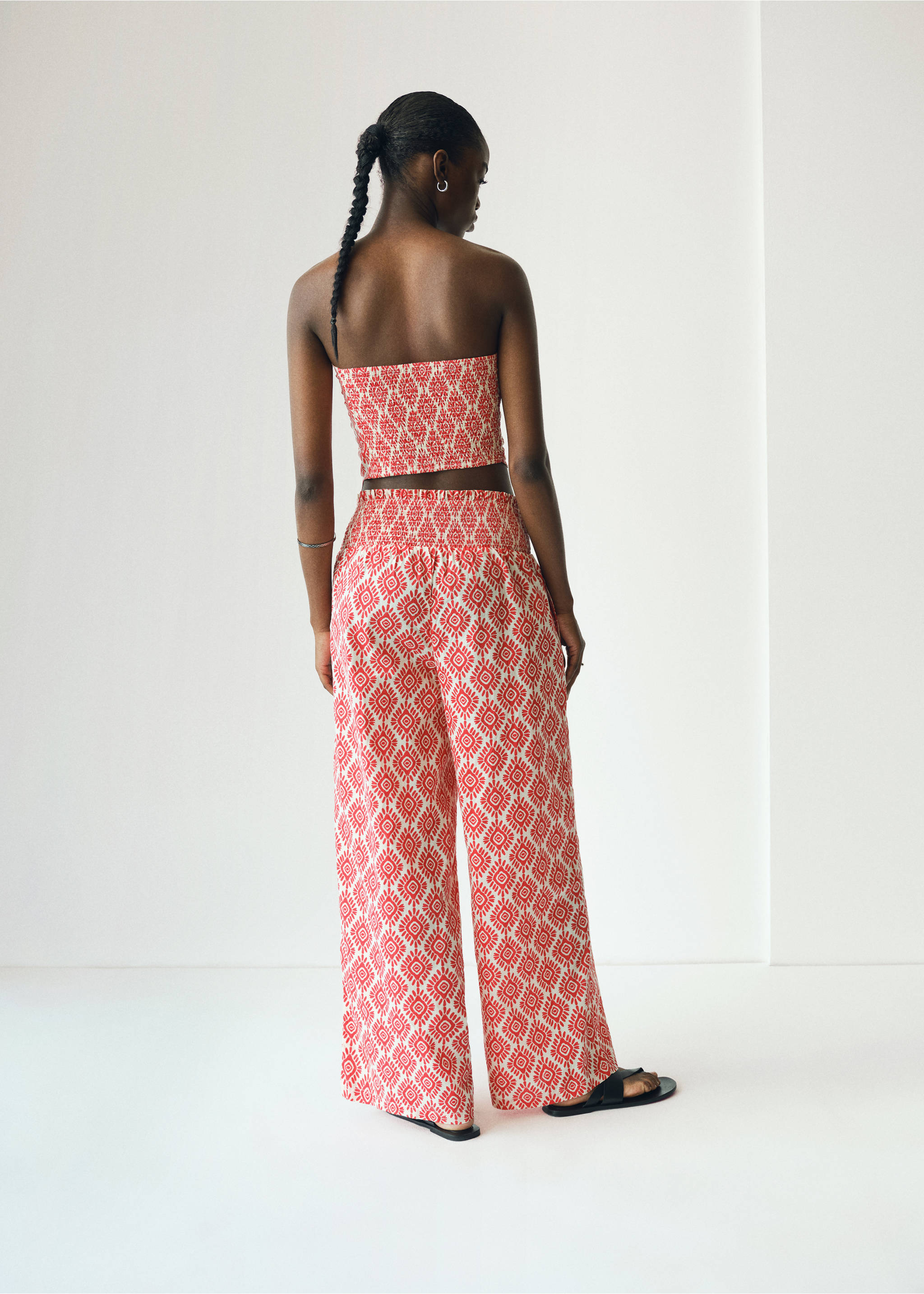 Printed cotton trousers - Reverse of the article, Red. Ref: 17042533-00.