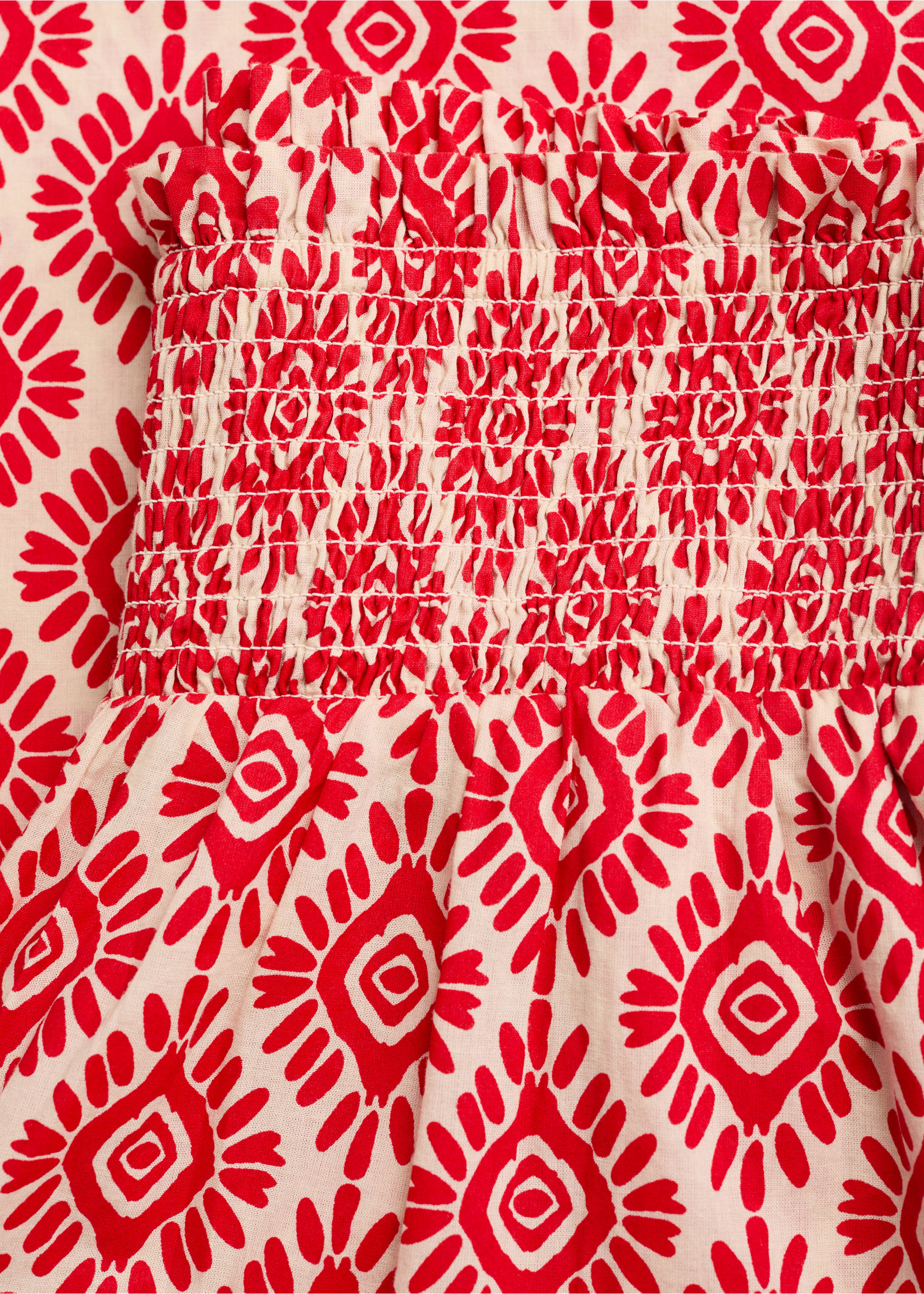 Printed cotton trousers - Details of the article 8, Red. Ref: 17042533-00.