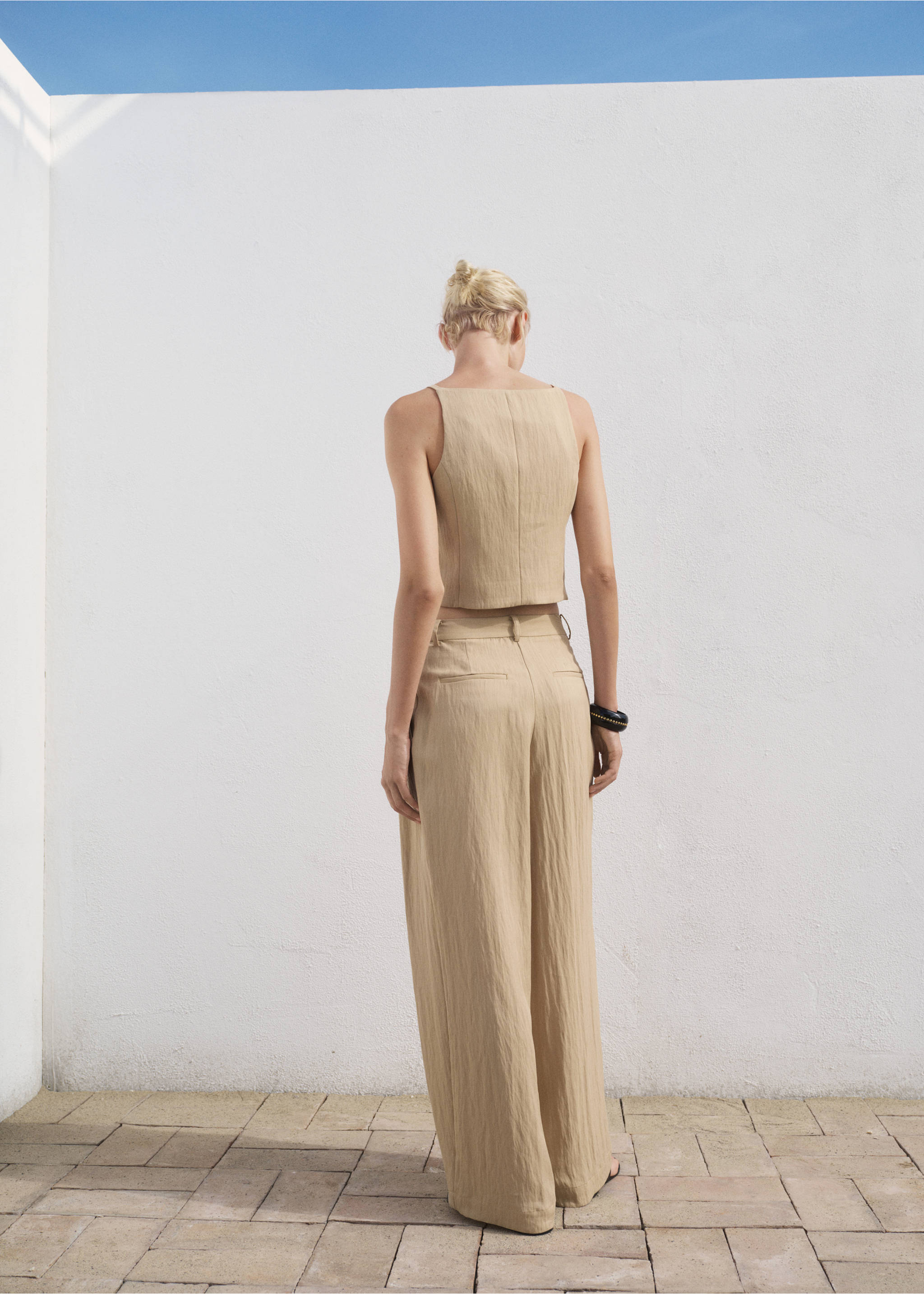 Pantalon de costume droit taille normale - Verso de l’article, Beige. Ref: 17042535-00.