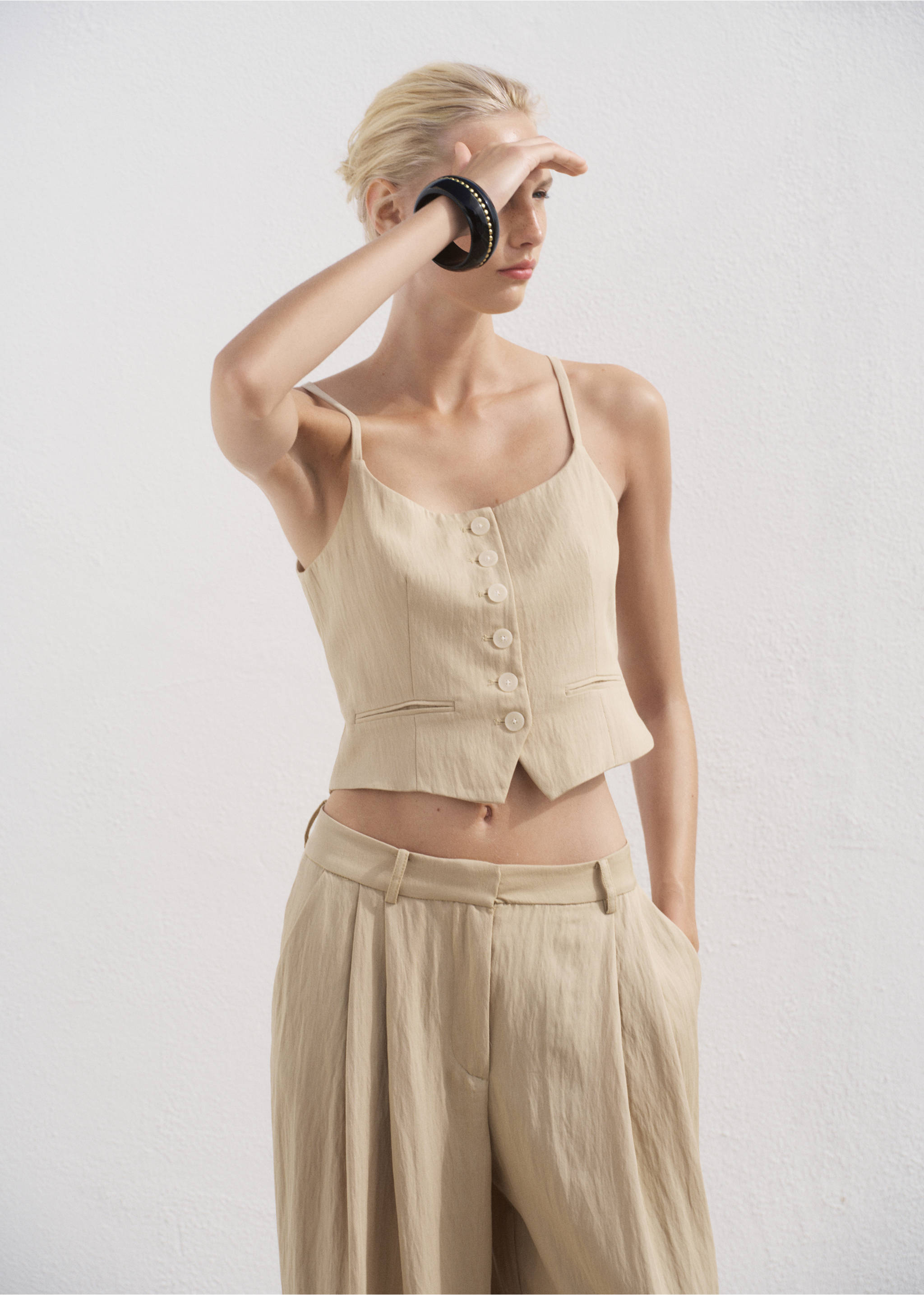 Pantalon de costume droit taille normale - Détail de l'article 1, Beige. Ref: 17042535-00.