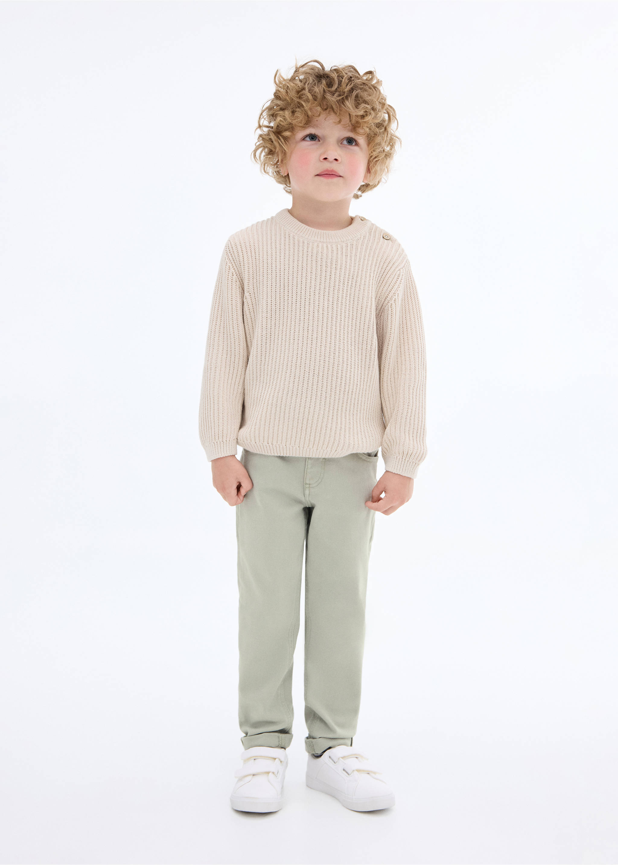 Turned-up straight jeans - General plane, Green. Ref: 17042536-00.