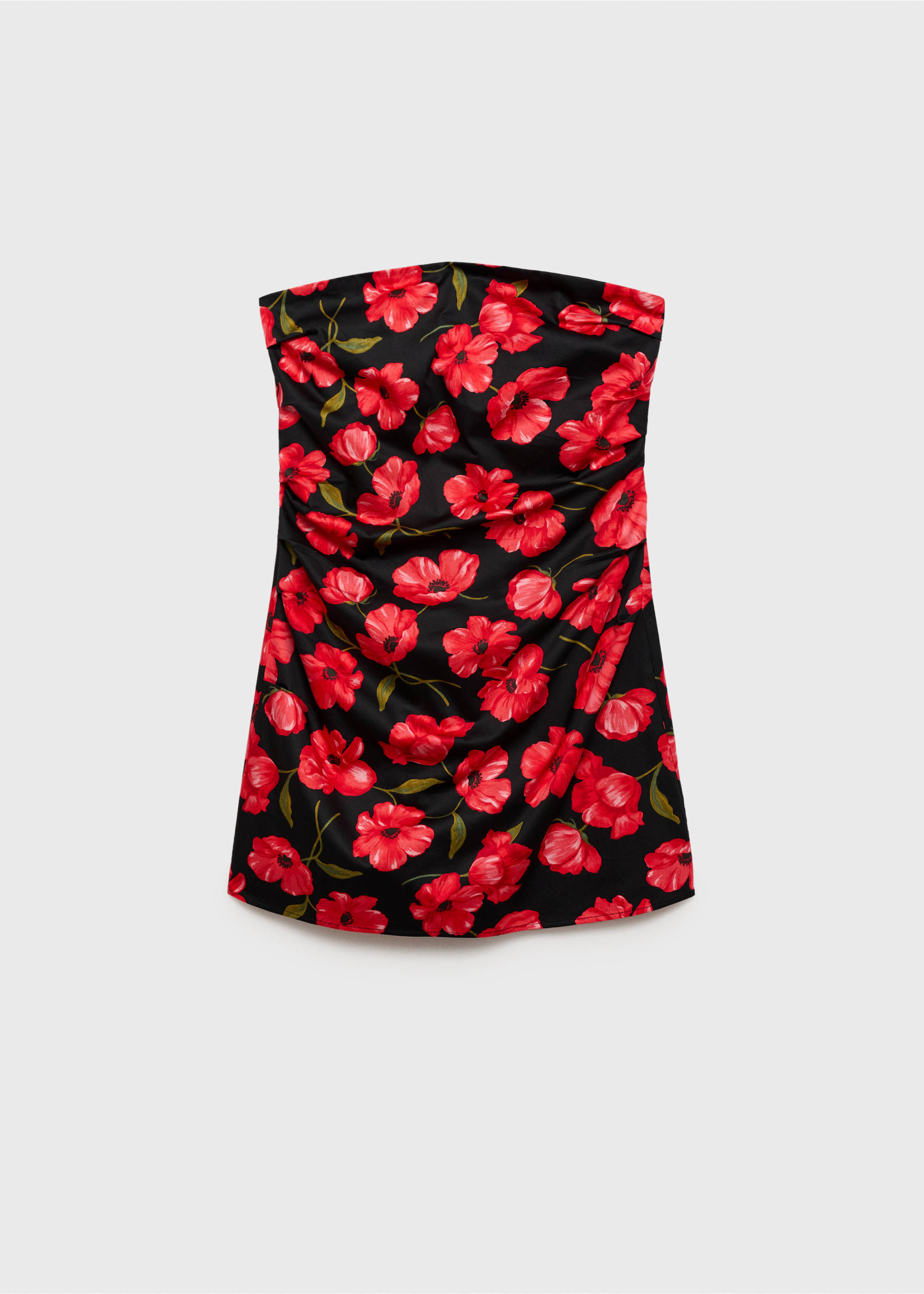 Strapless floral dress - Article without model, Black. Ref: 17042537-00.