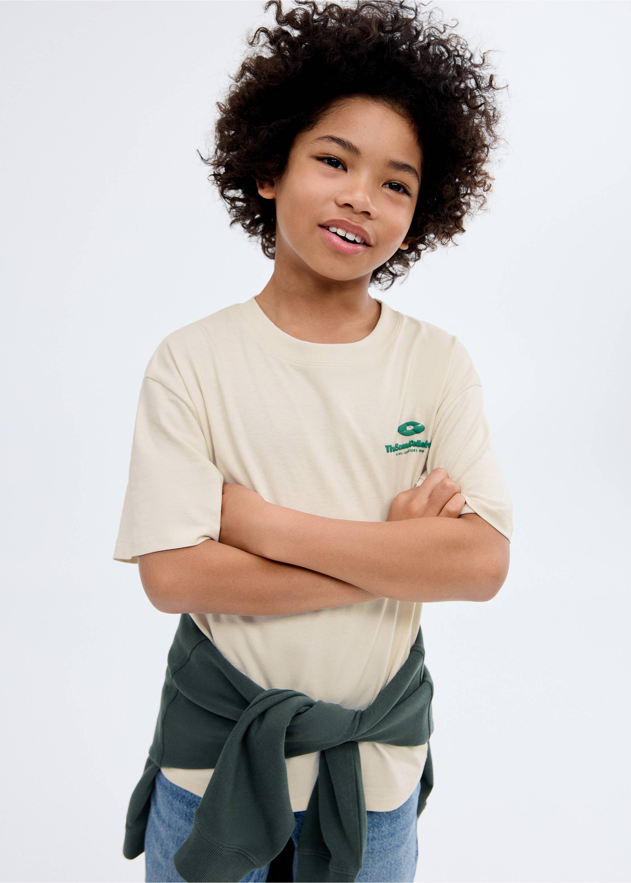 Printed embossed letters t-shirt - Medium plane, Sand. Ref: 17042540-00.