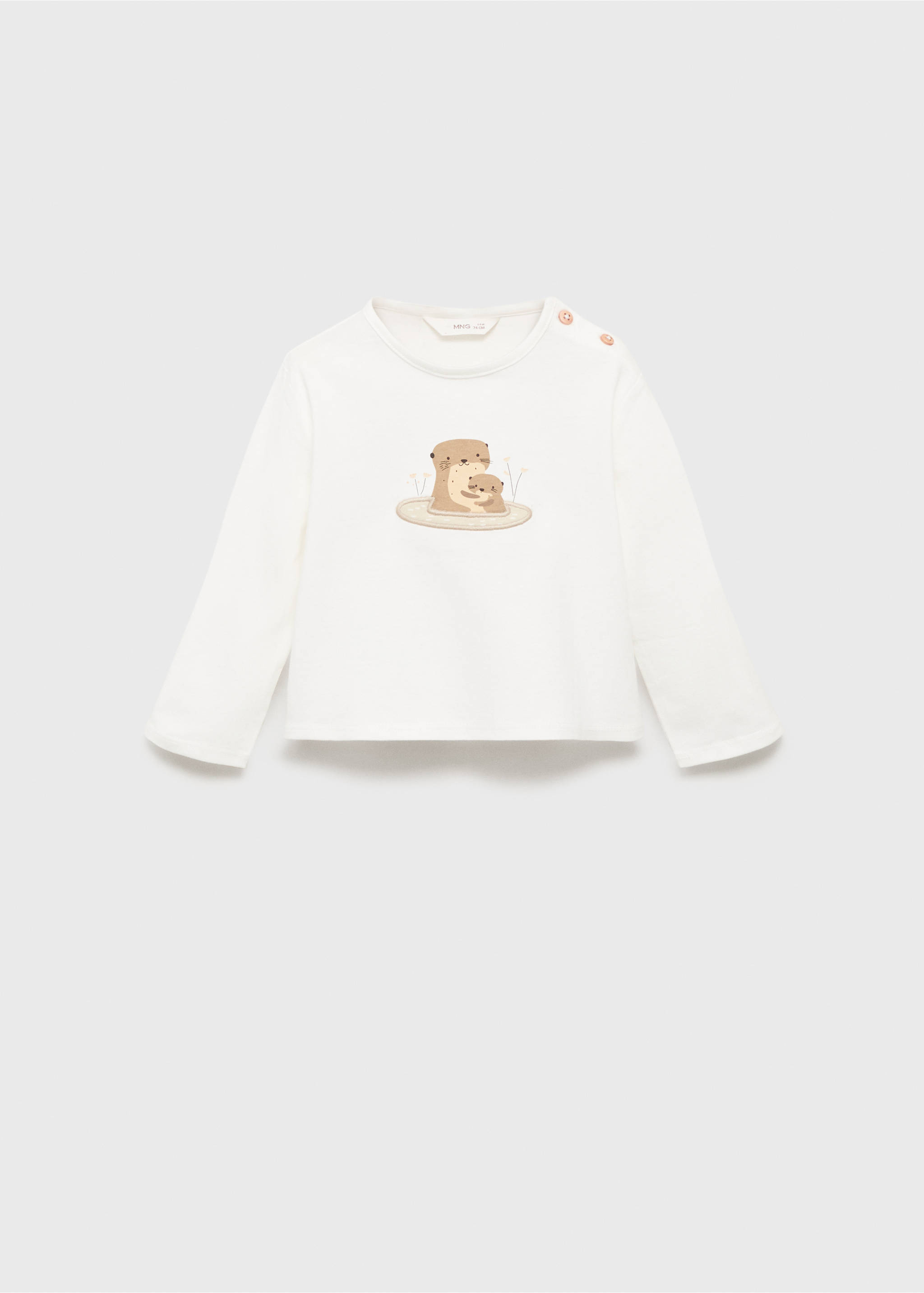 Embroidered printed T-shirt - Article without model, Off White. Ref: 17042541-00.