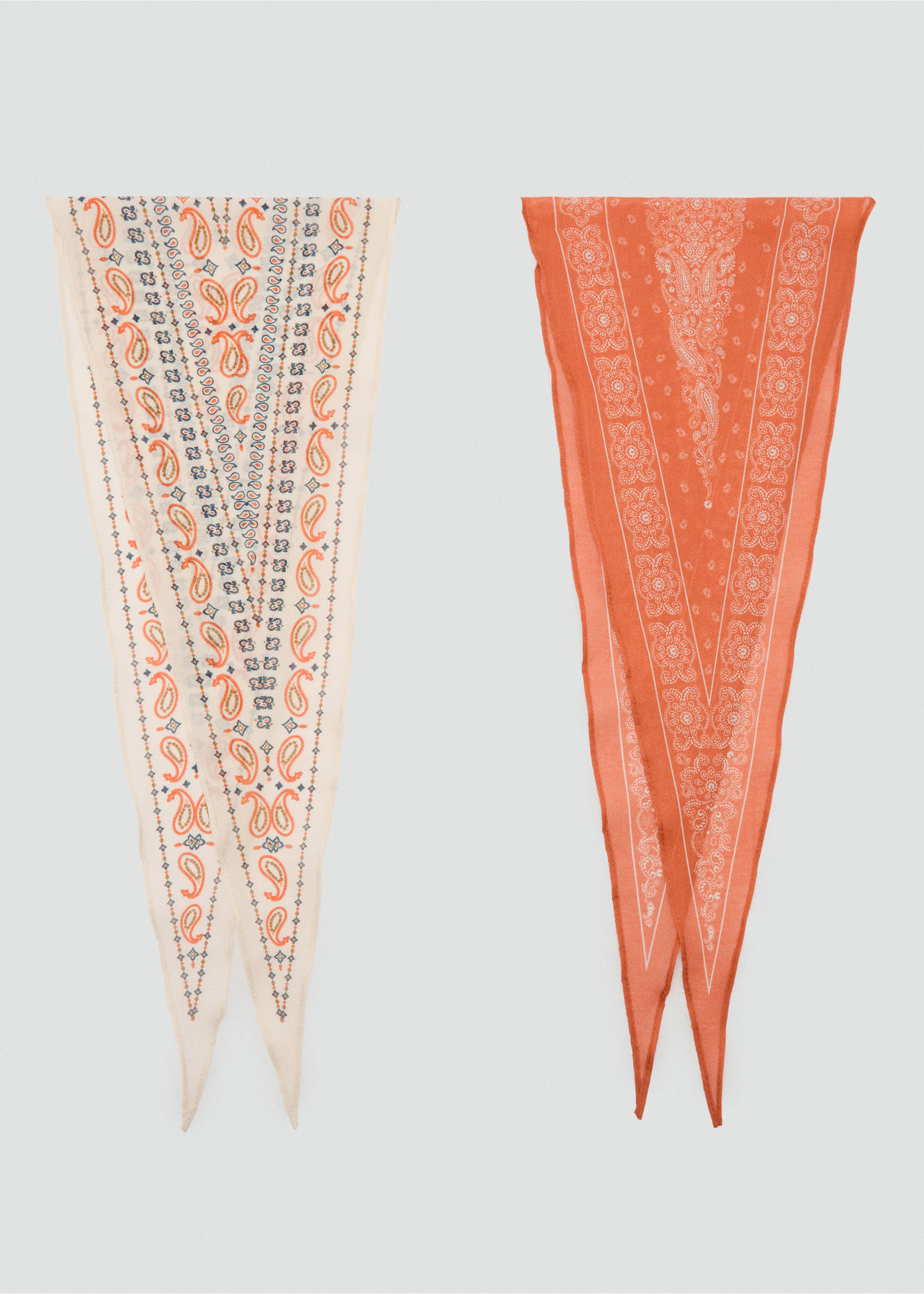 Set of 2 printed handkerchiefs - Article without model, Ecru. Ref: 17042543-00.