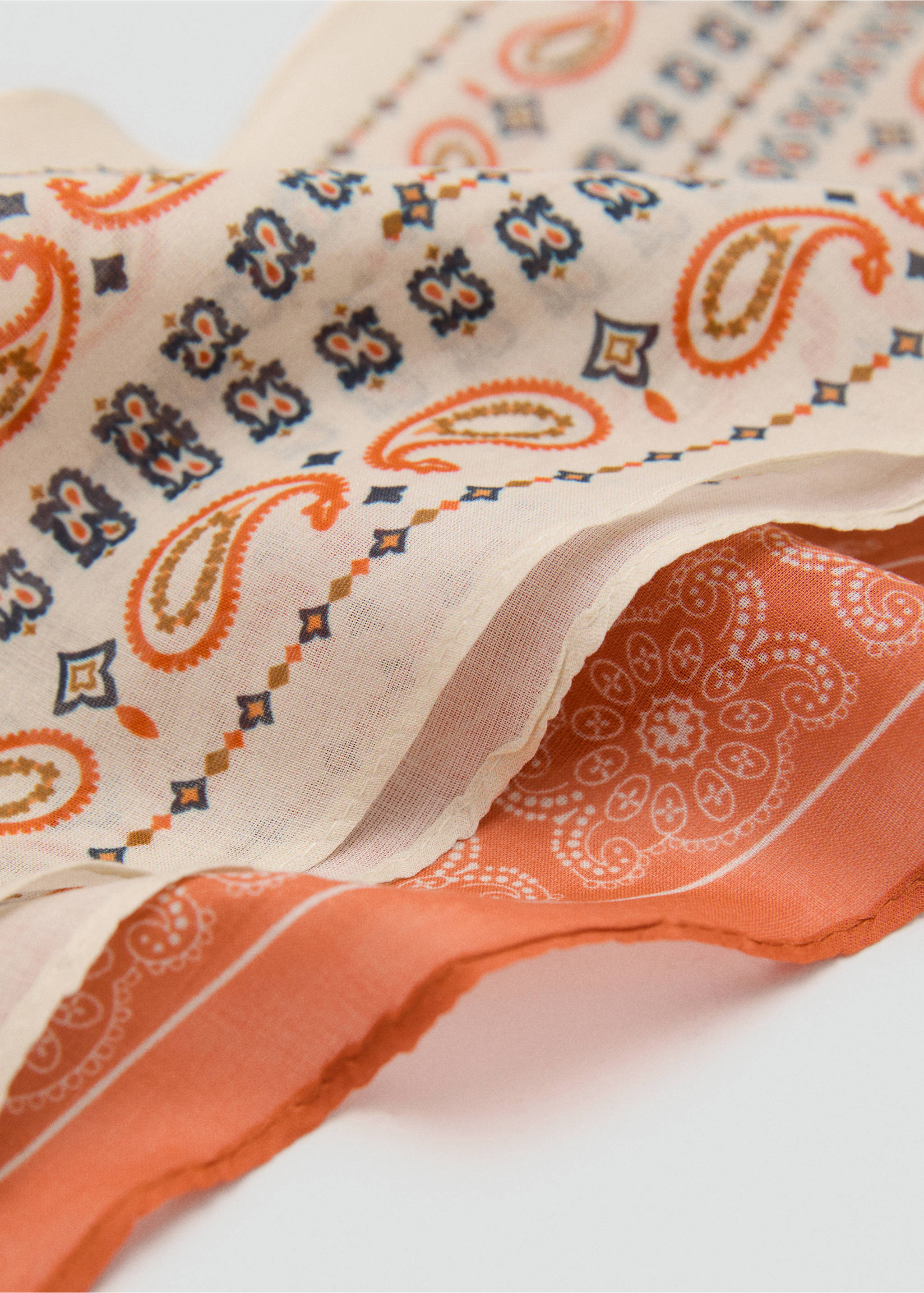 Set of 2 printed handkerchiefs - Medium plane, Ecru. Ref: 17042543-00.