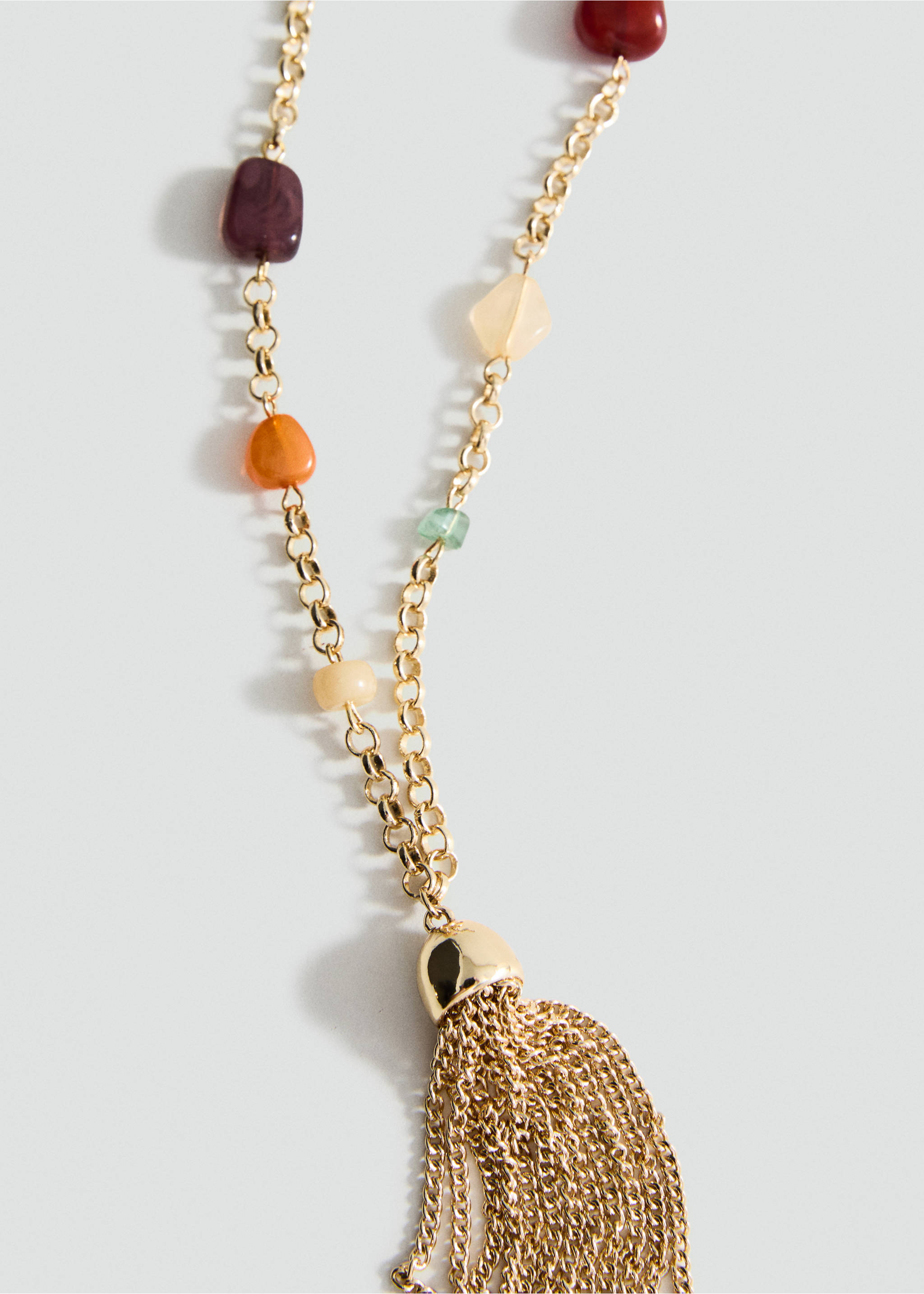 Collar abalorios flecos - Plano medio, Oro. Ref: 17042546-00.