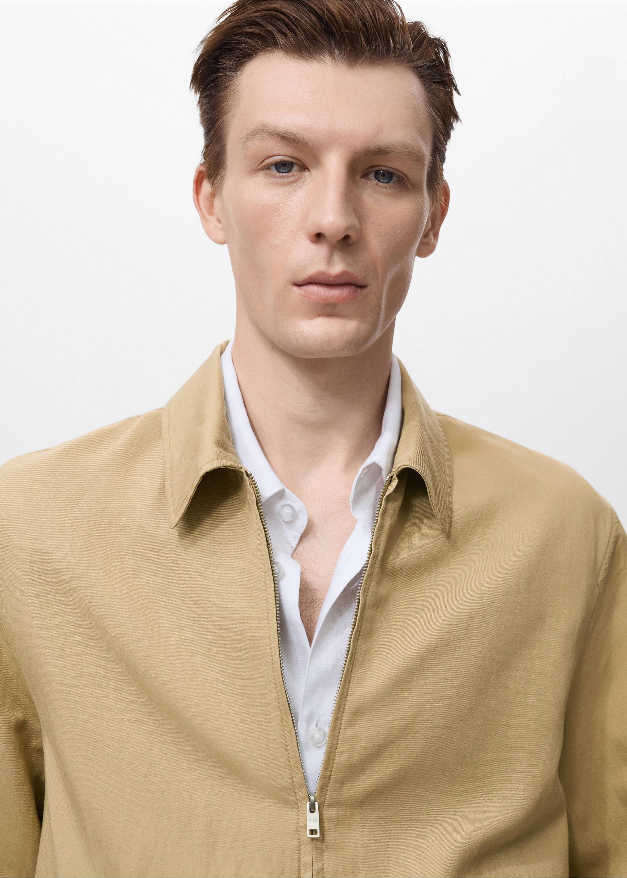 Veste lin fermeture Éclair - Détail de l'article 1, Beige. Ref: 17042893-00.