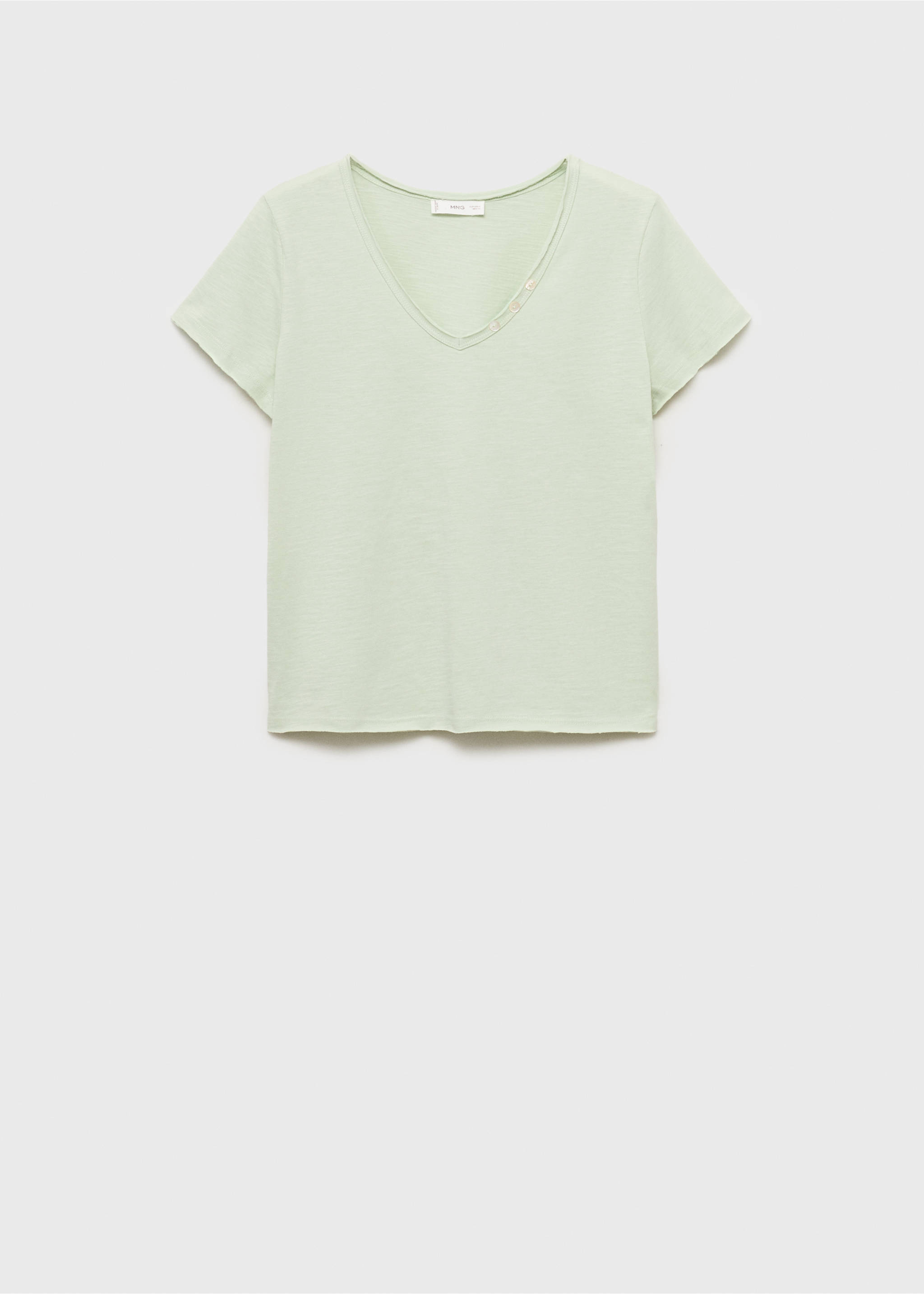 T-shirt détail de bouton en nacre - Article sans modèle, Vert pastel. Ref: 17042897-00.