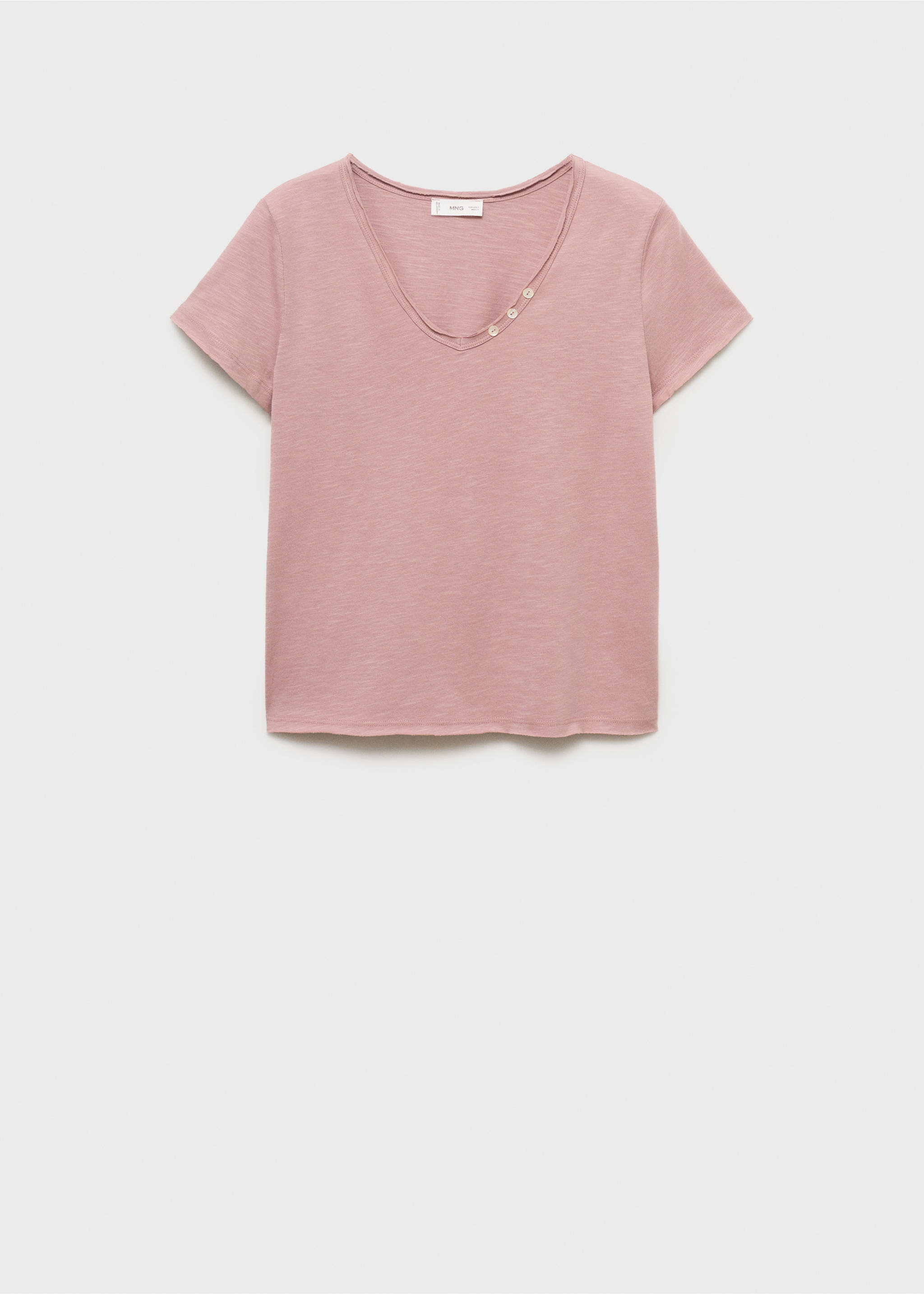 T-Shirt mit Perlmuttknopf-Detail - Artikel ohne Model, Zartrosa. Ref: 17042897-00.