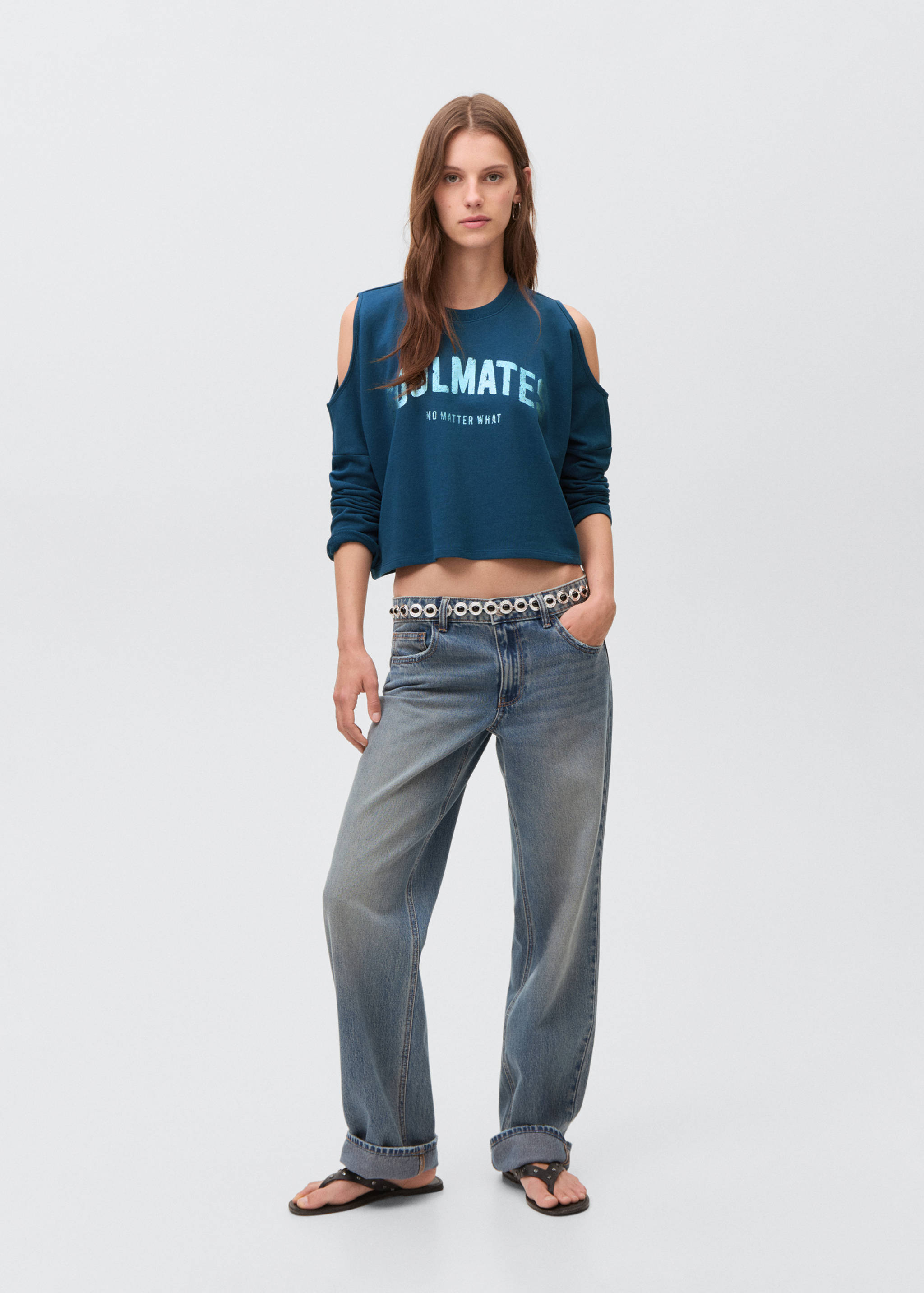 Printed sweatshirt with cut-out - General plane