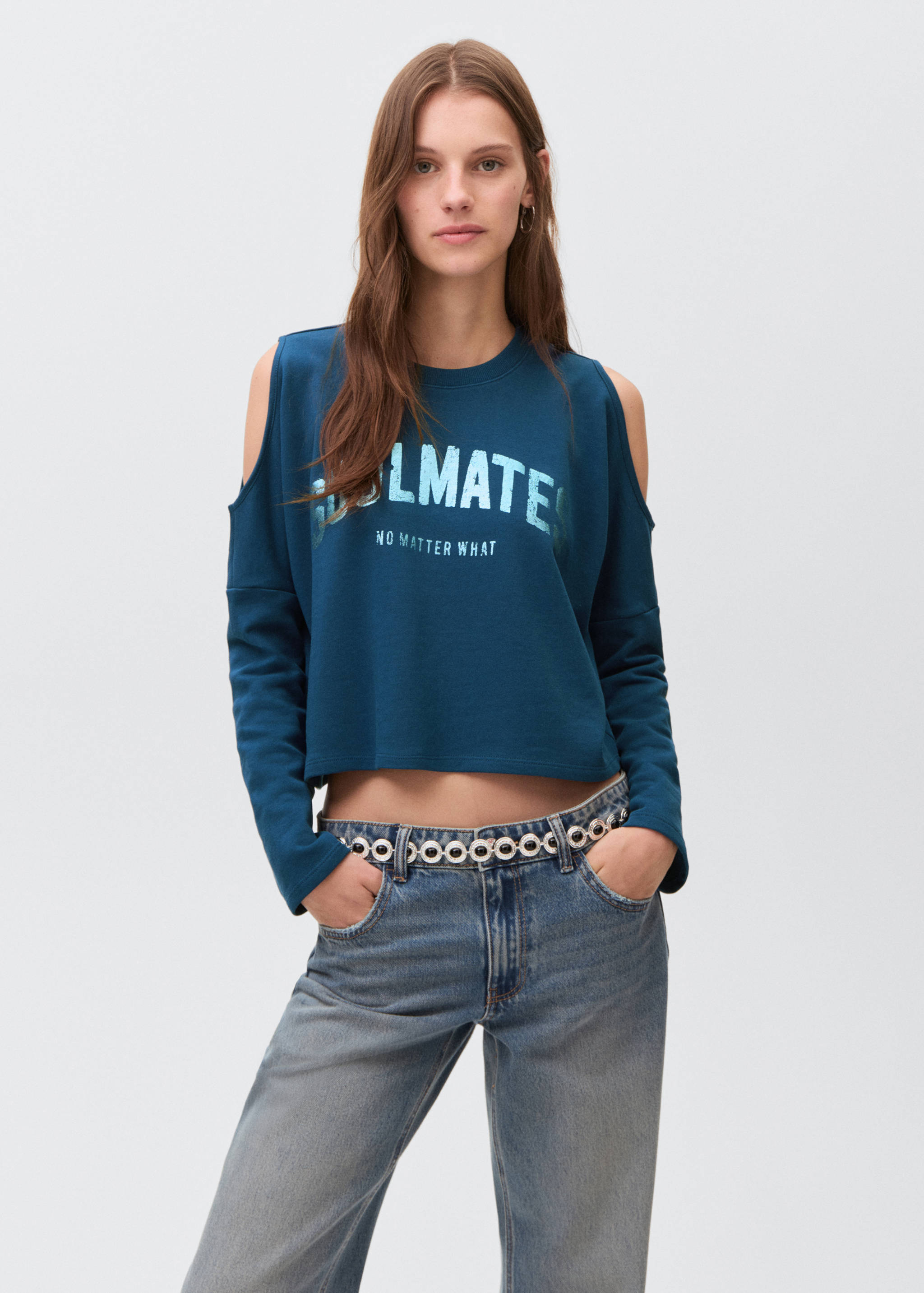 Printed sweatshirt with cut-out - Medium plane