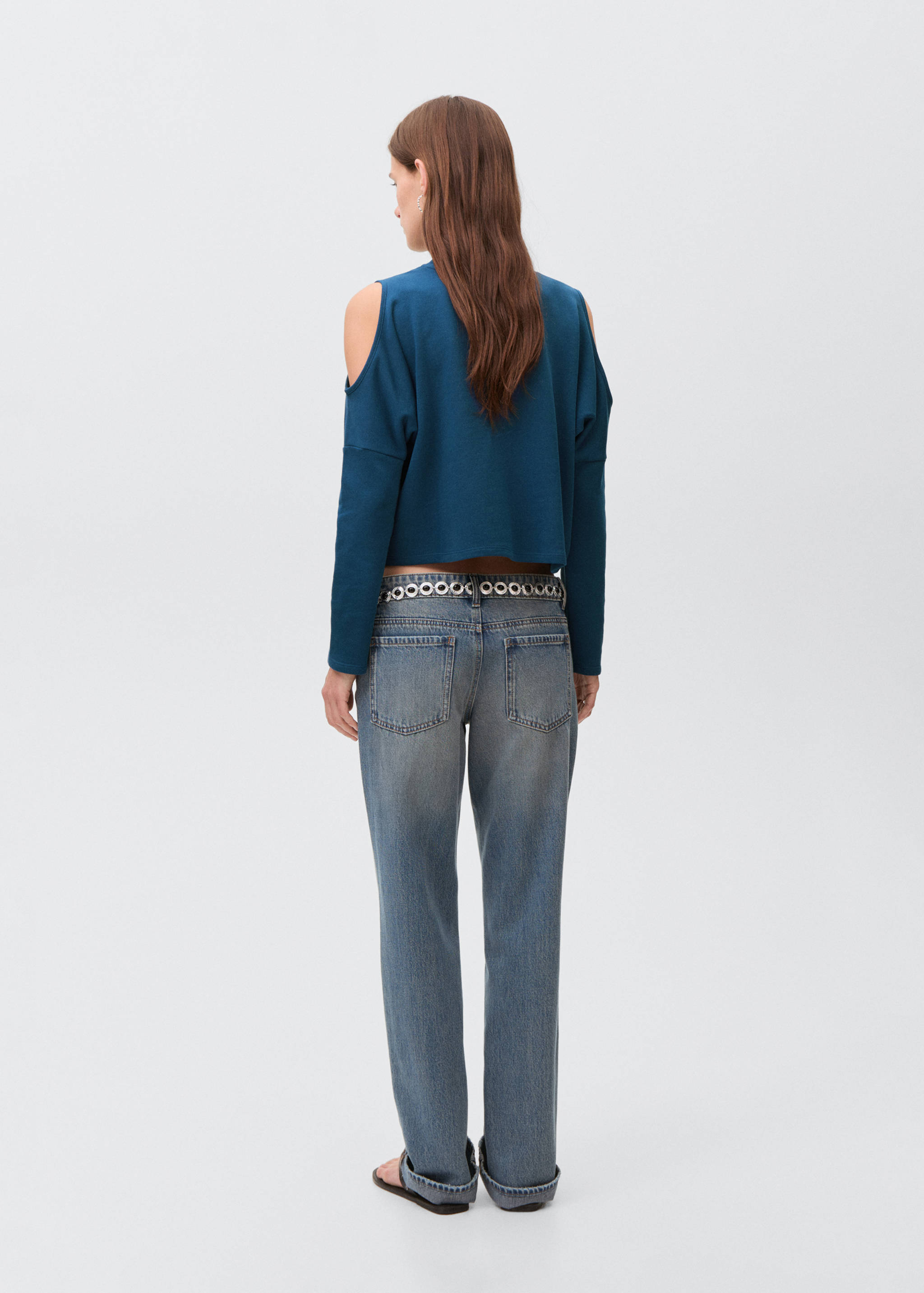 Printed sweatshirt with cut-out - Reverse of the article