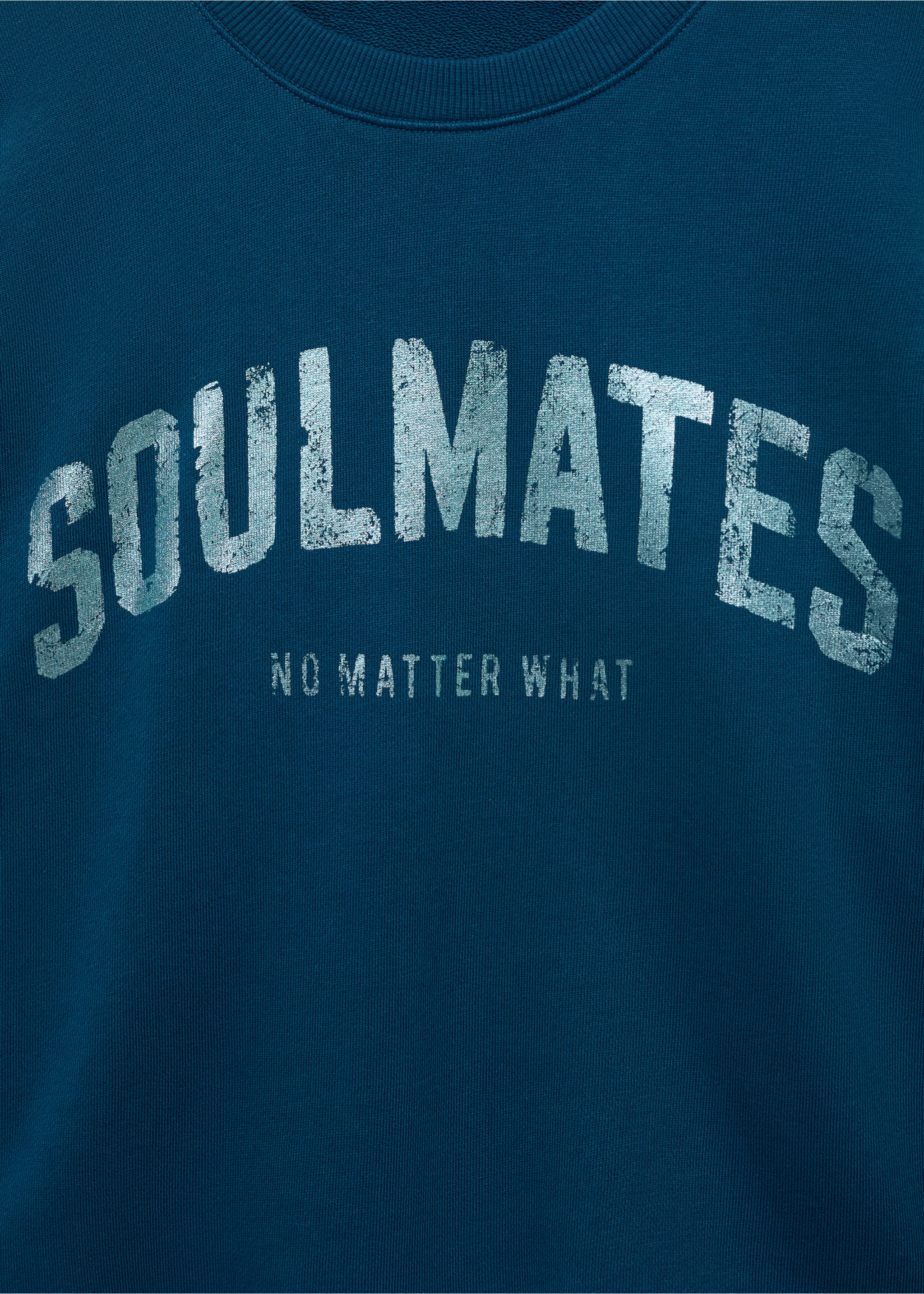 Printed sweatshirt with cut-out - Details of the article 0, Petrol Blue. Ref: 17042898-00.