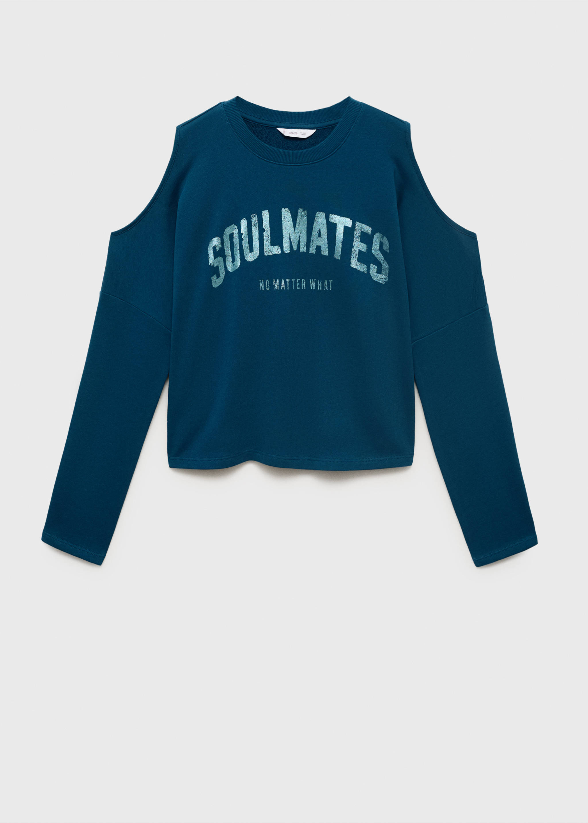 Printed sweatshirt with cut-out - Article without model, Petrol Blue. Ref: 17042898-00.