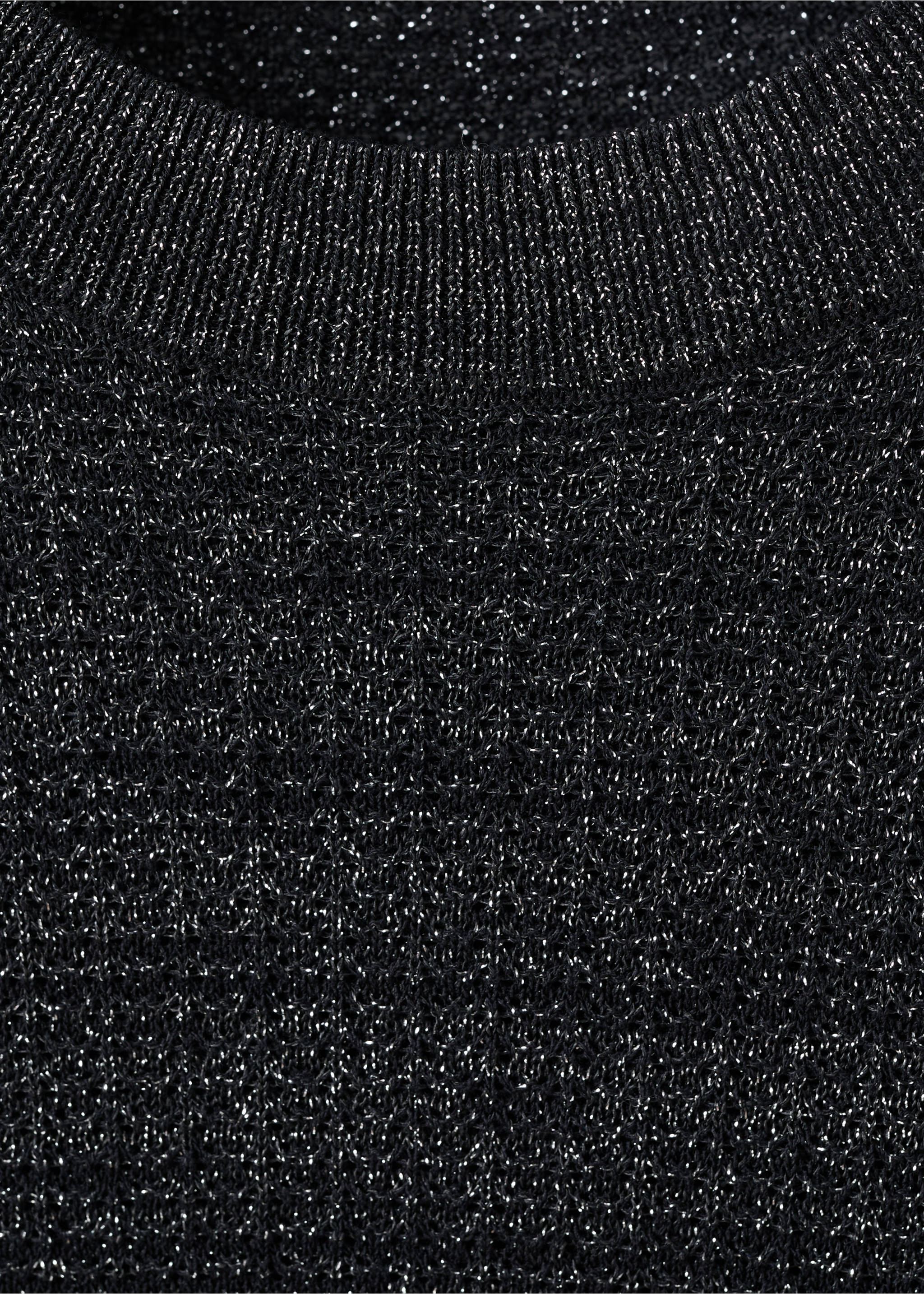 Lurex trui met korte mouwen - Detail van het artikel 8, Zwart. Ref: 17042902-00.