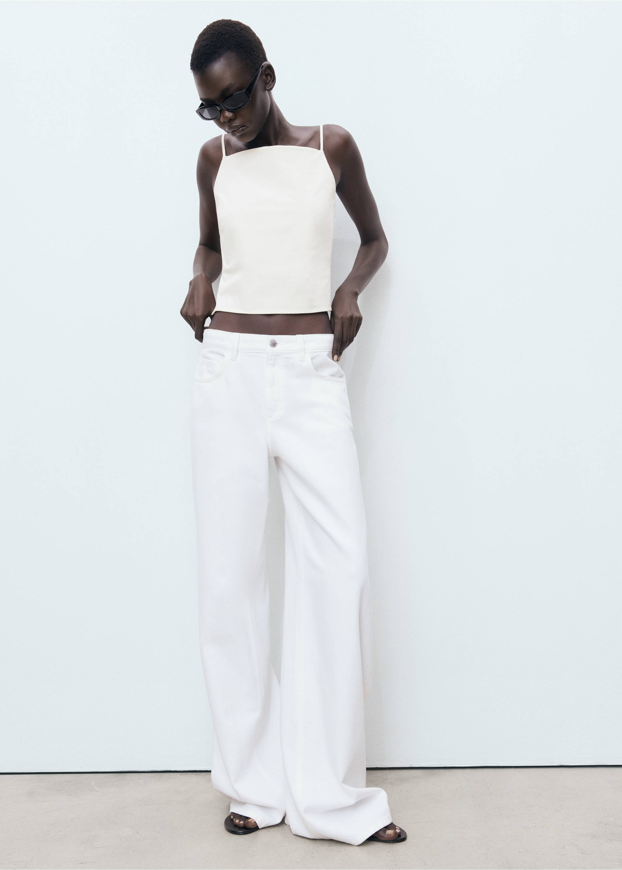 Low-rise wideleg jeans - General plane, White. Ref: 17042903-00.