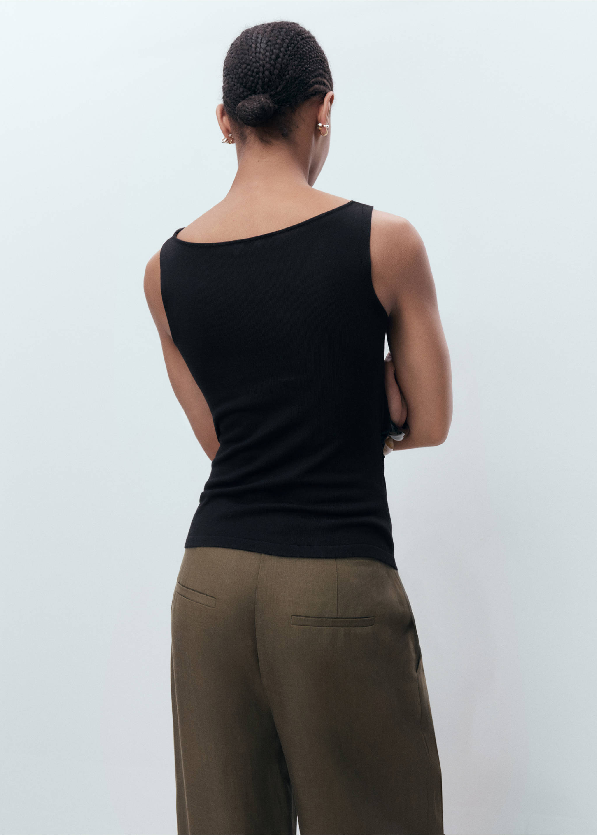 Draped knitted top - Reverse of the article, Black. Ref: 17042904-00.