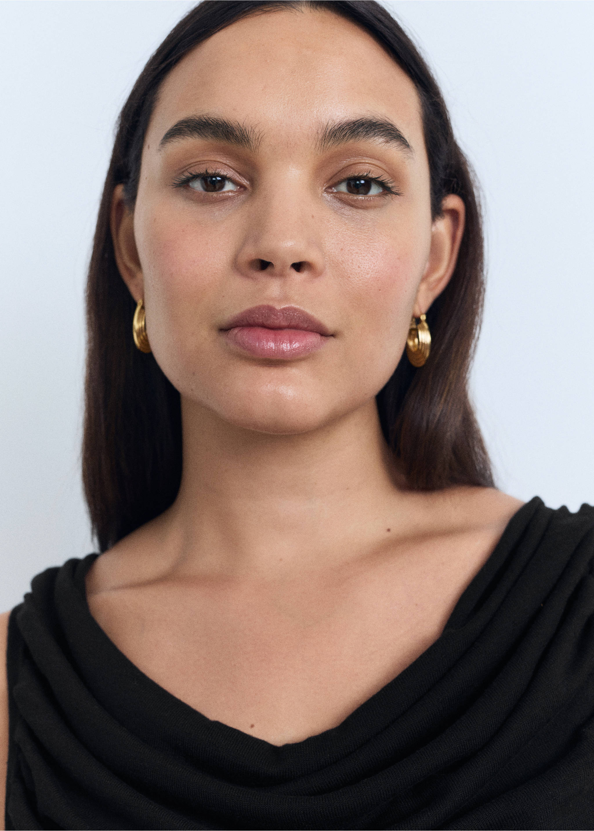 Draped knitted top - Details of the article 4, Black. Ref: 17042904-00.