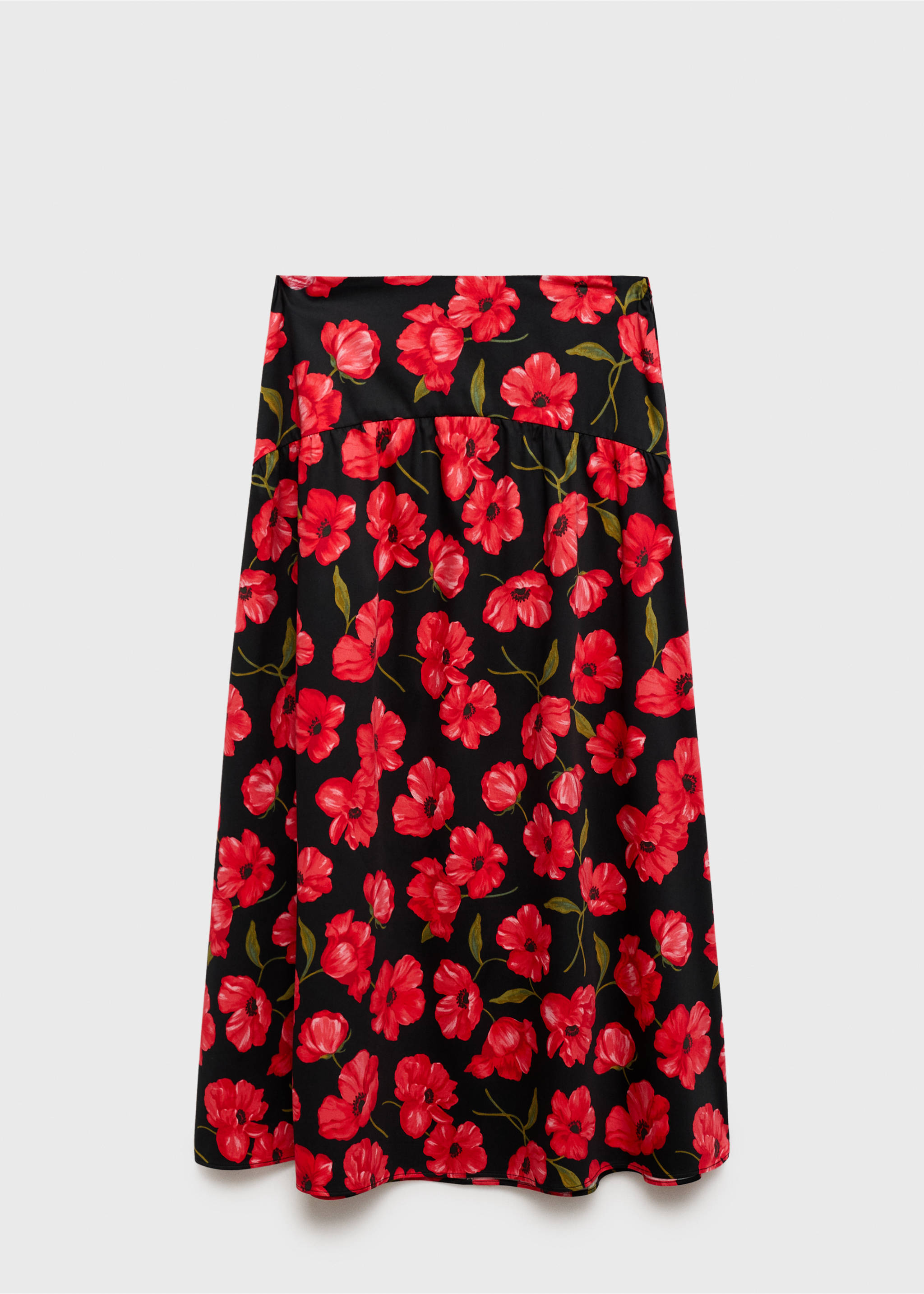 Floral-print flared skirt - Article without model, Black. Ref: 17042905-00.