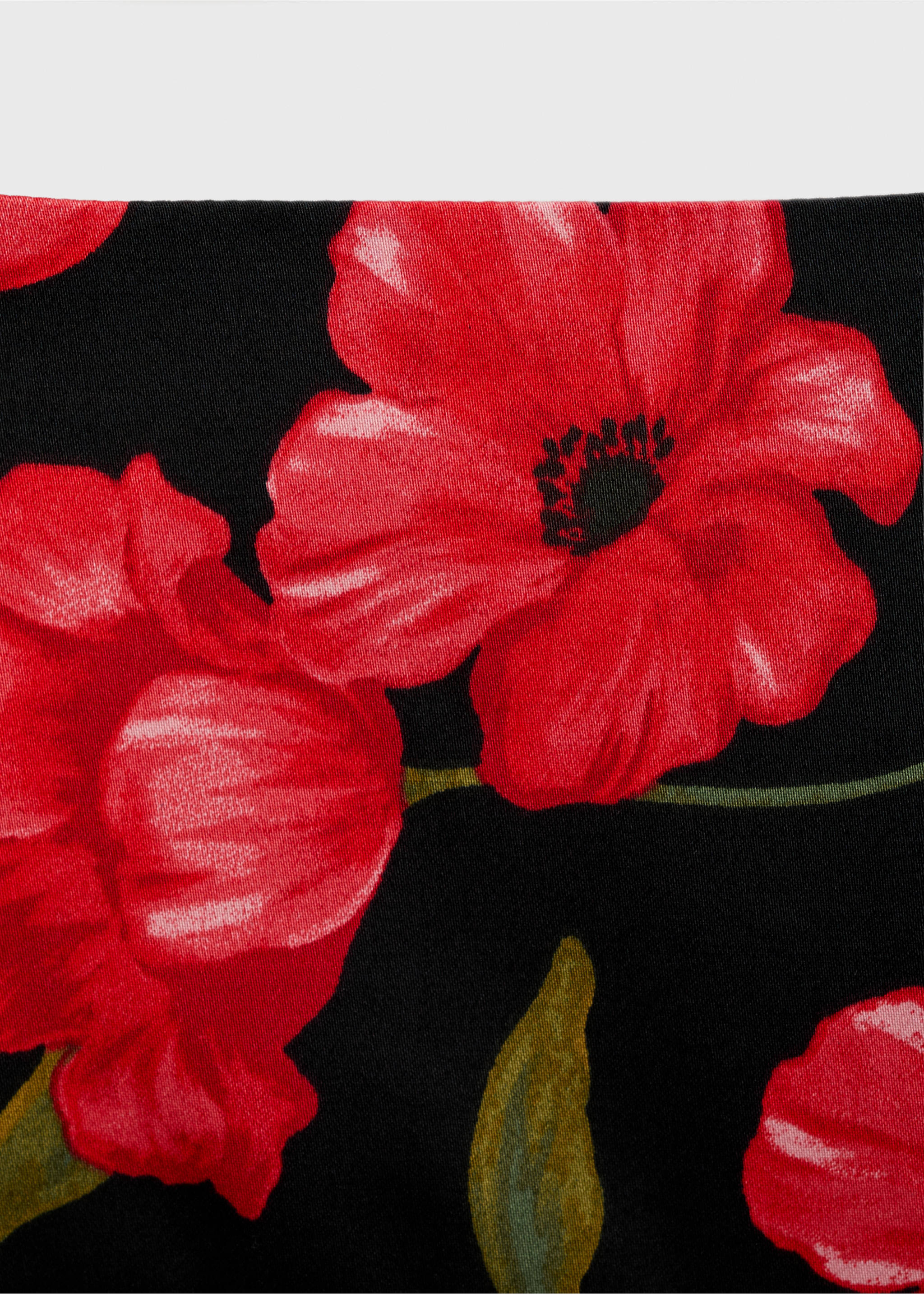 Floral-print flared skirt - Details of the article 8, Black. Ref: 17042905-00.
