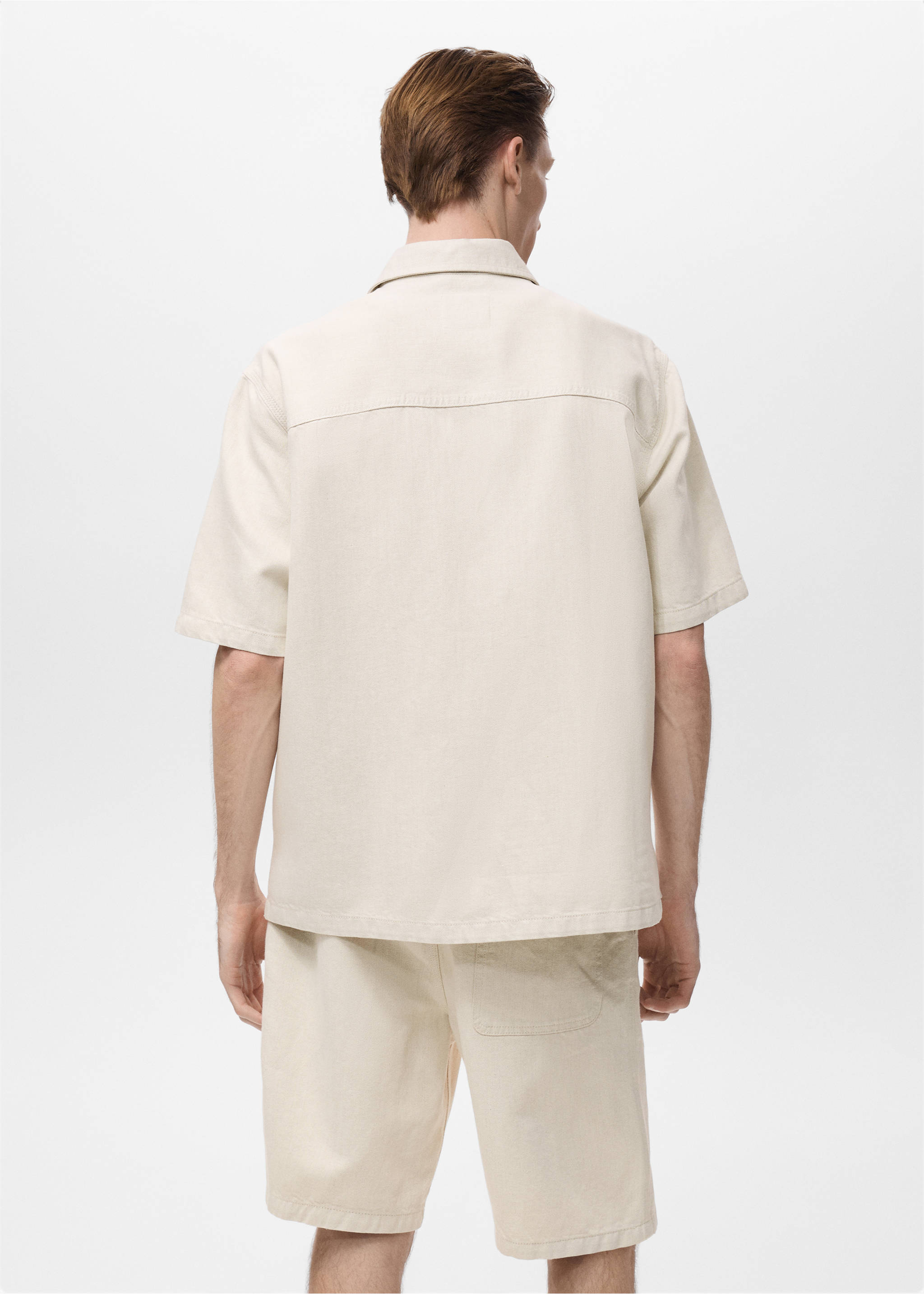 Linen-cotton blend shirt - Reverse of the article, Ecru. Ref: 17042906-00.