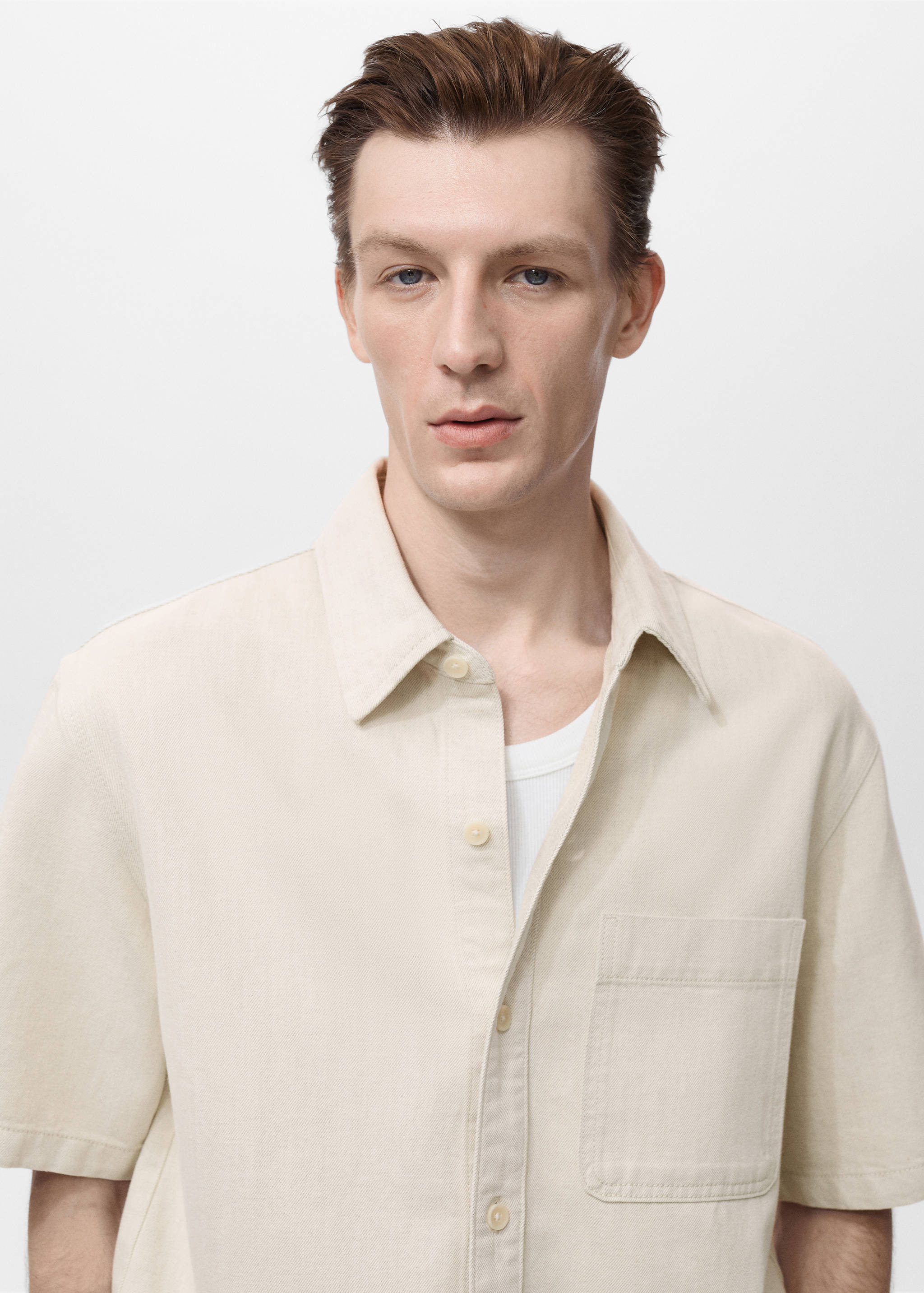 Linen-cotton blend shirt - Details of the article 1