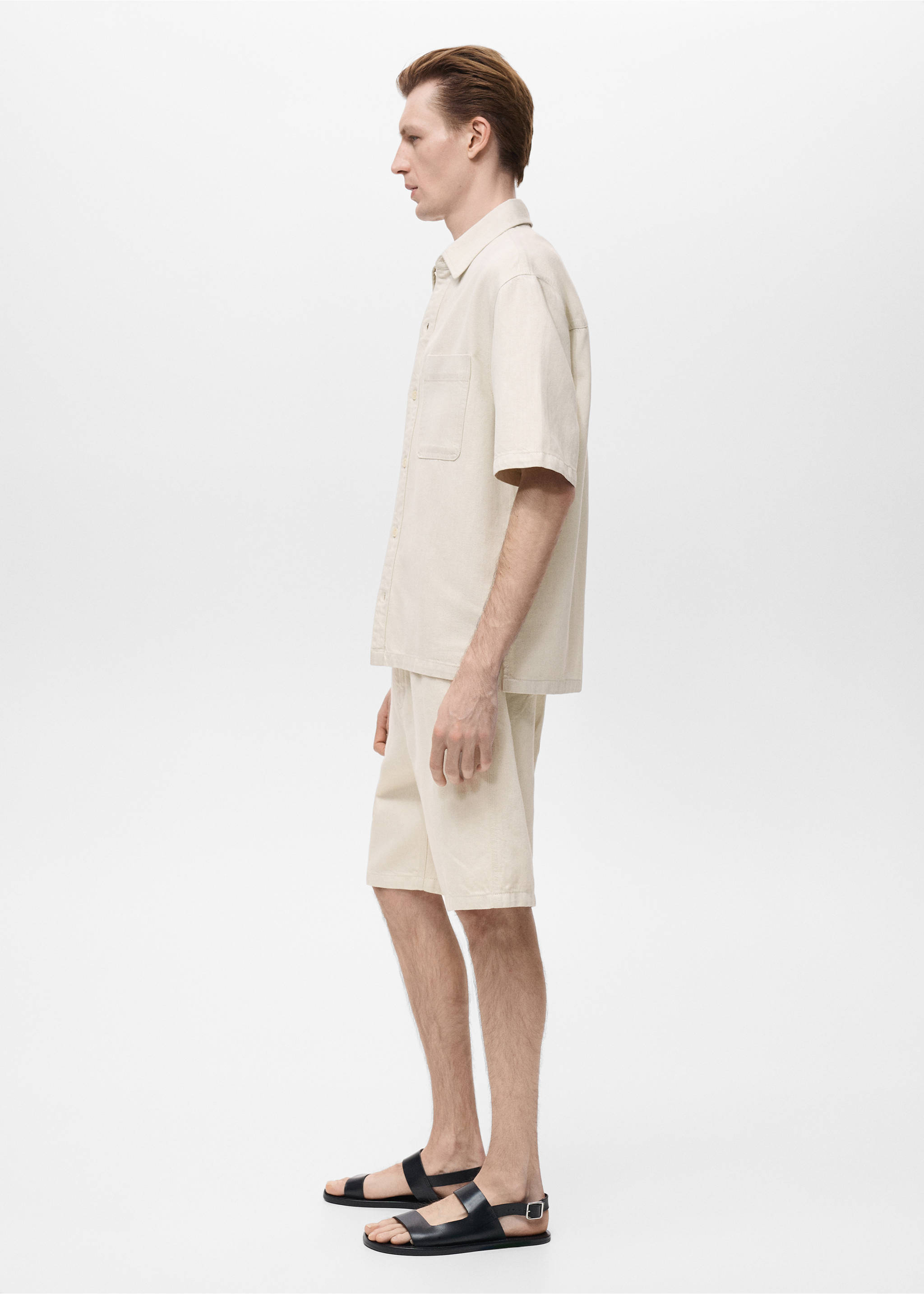 Linen-cotton blend shirt - Details of the article 2, Ecru. Ref: 17042906-00.