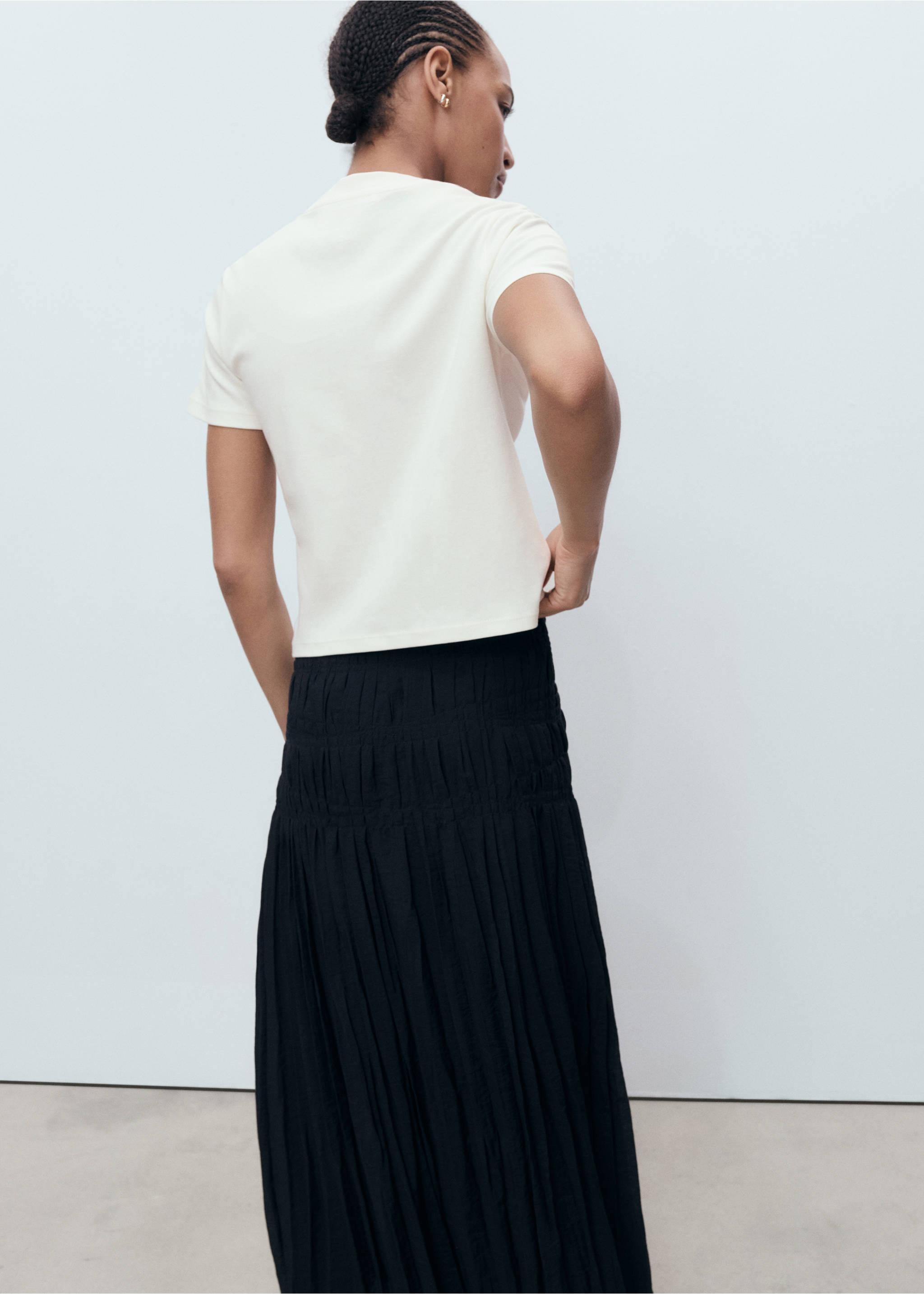 Floral-embroidered cotton t-shirt - Reverse of the article, Off White. Ref: 17042908-00.
