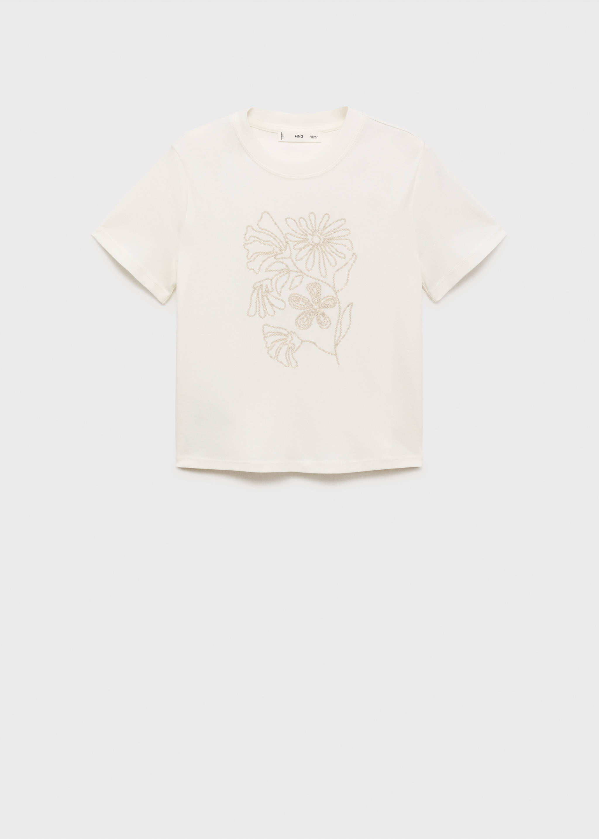 Floral-embroidered cotton t-shirt - Article without model, Off White. Ref: 17042908-00.