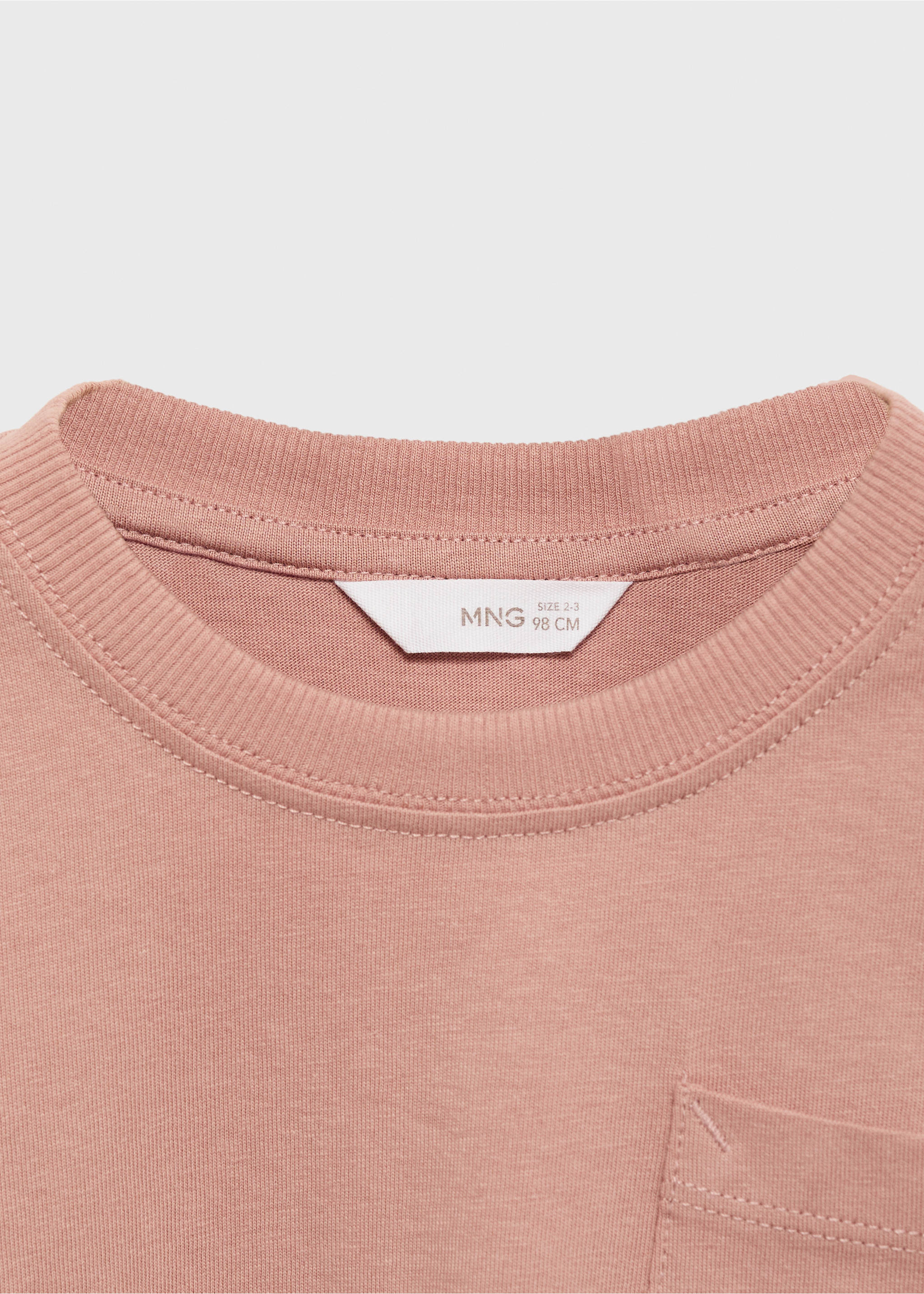 Pocket cotton T-shirt - Details of the article 0, Pale Pink. Ref: 17042909-00.
