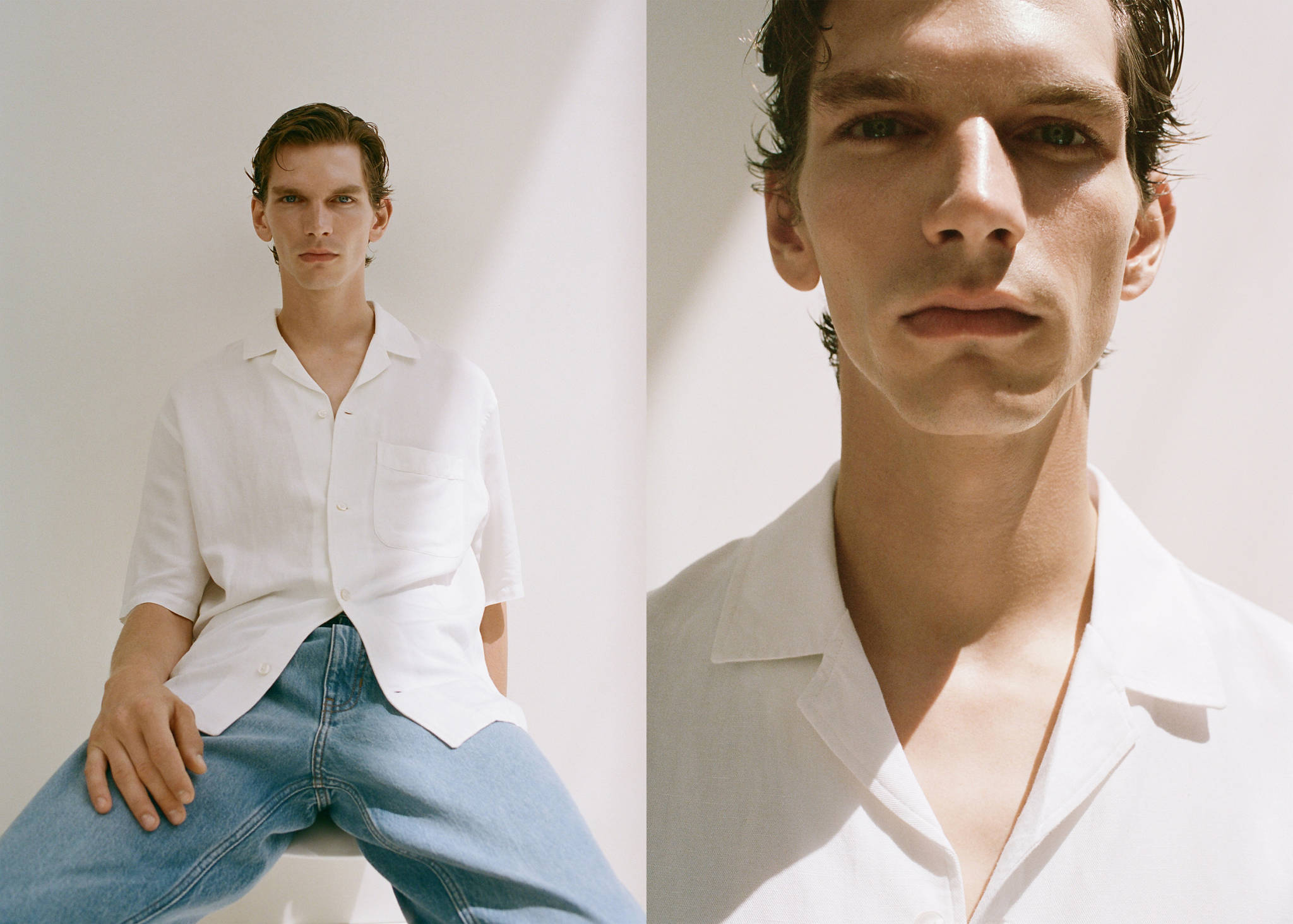 Regular-fit linen blend shirt - Panoramic plane