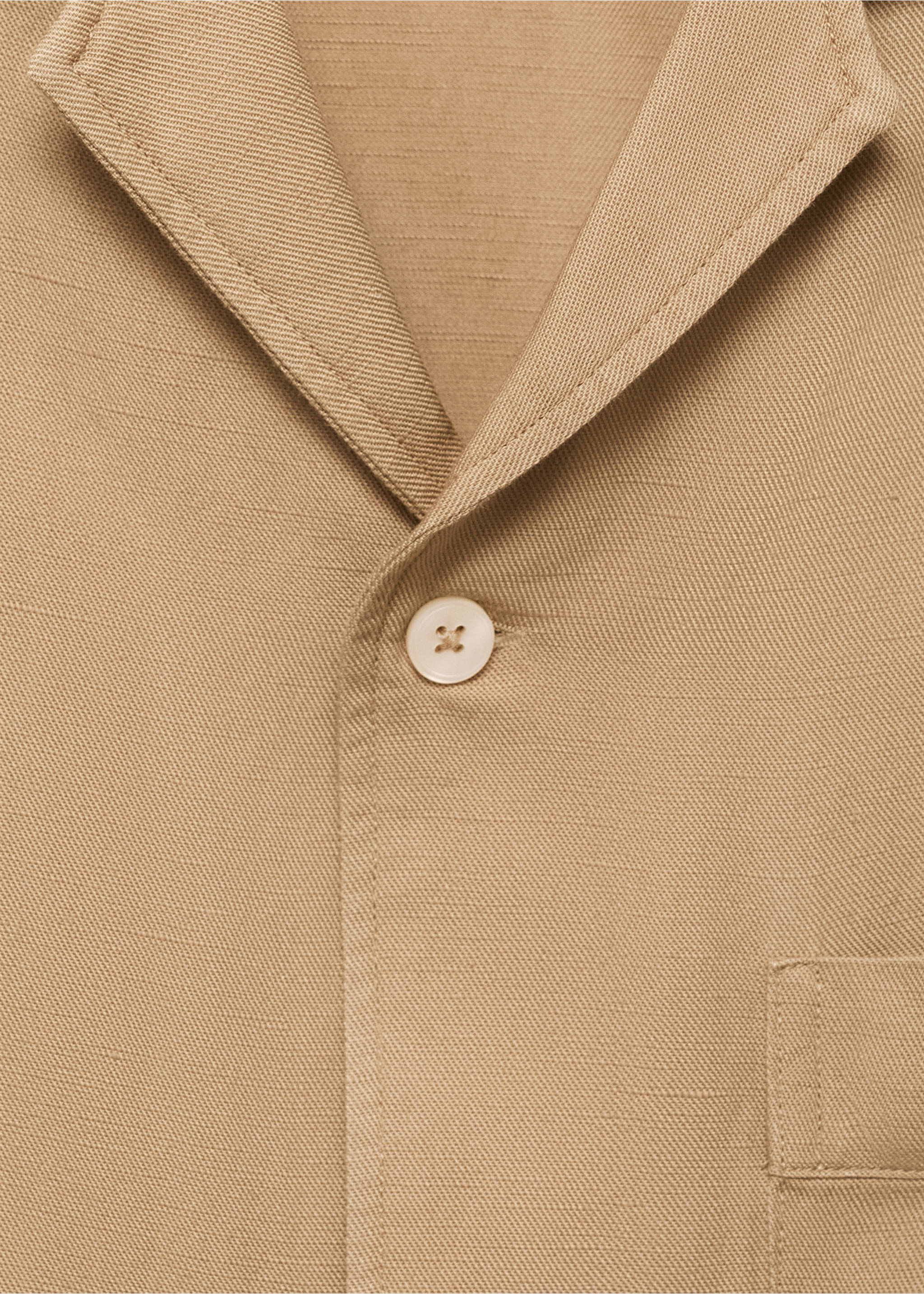 Regular-fit linen blend shirt - Details of the article 8, Beige. Ref: 17042913-00.