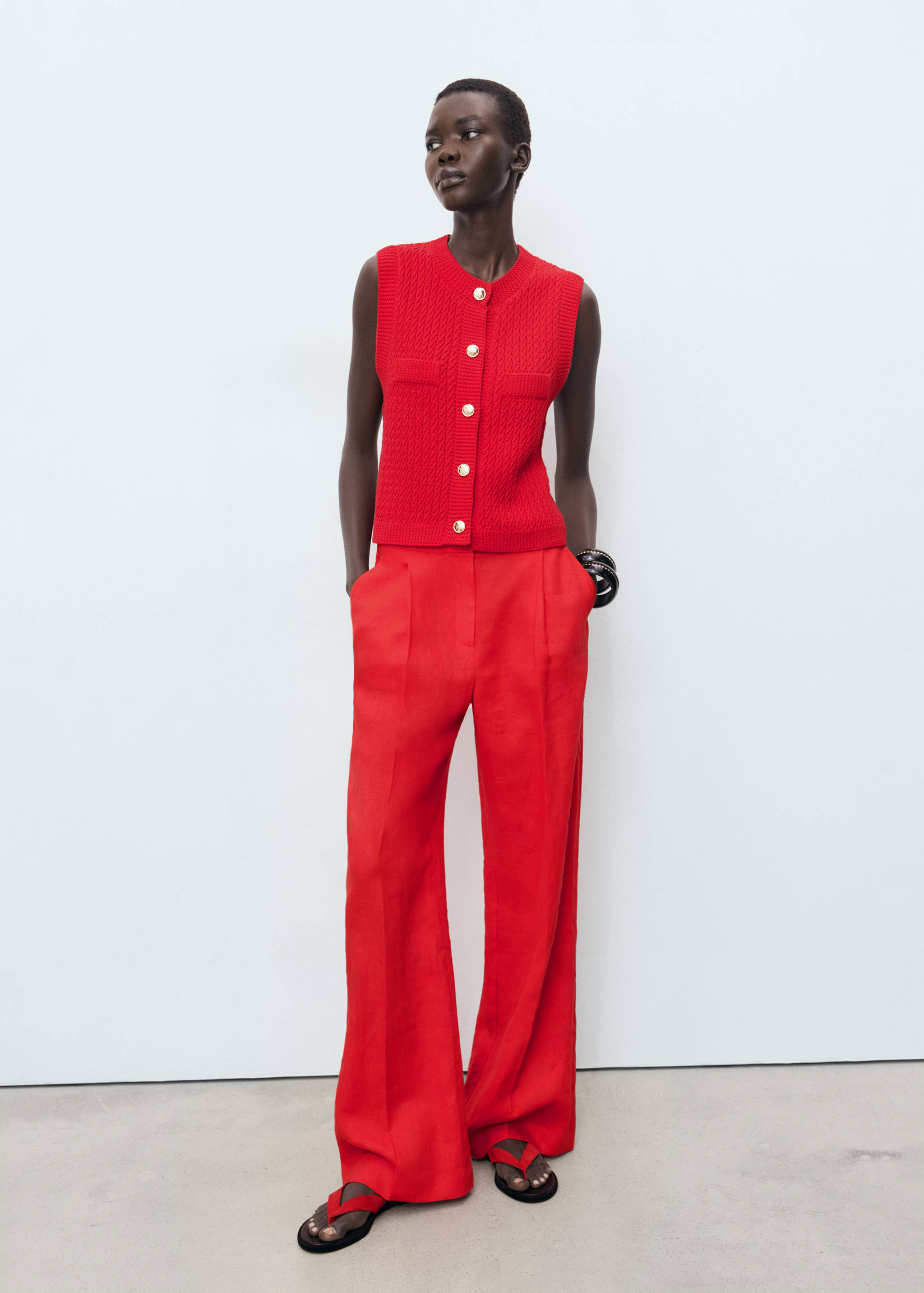 Gilet maille épaisse boutons - Plan général