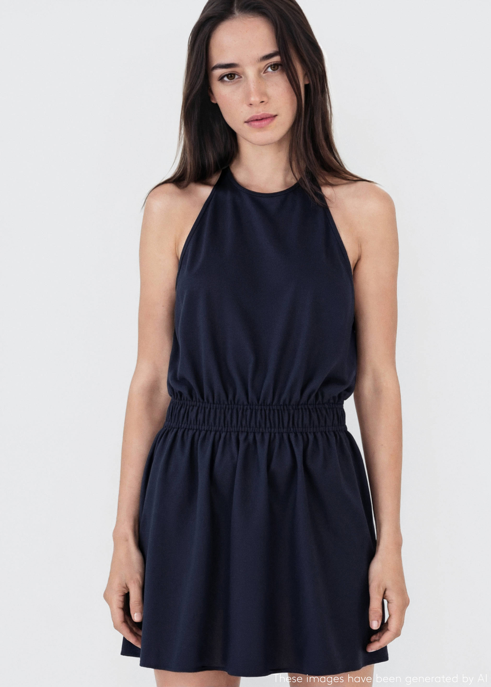 Halter-neck linen dress - Medium plane
