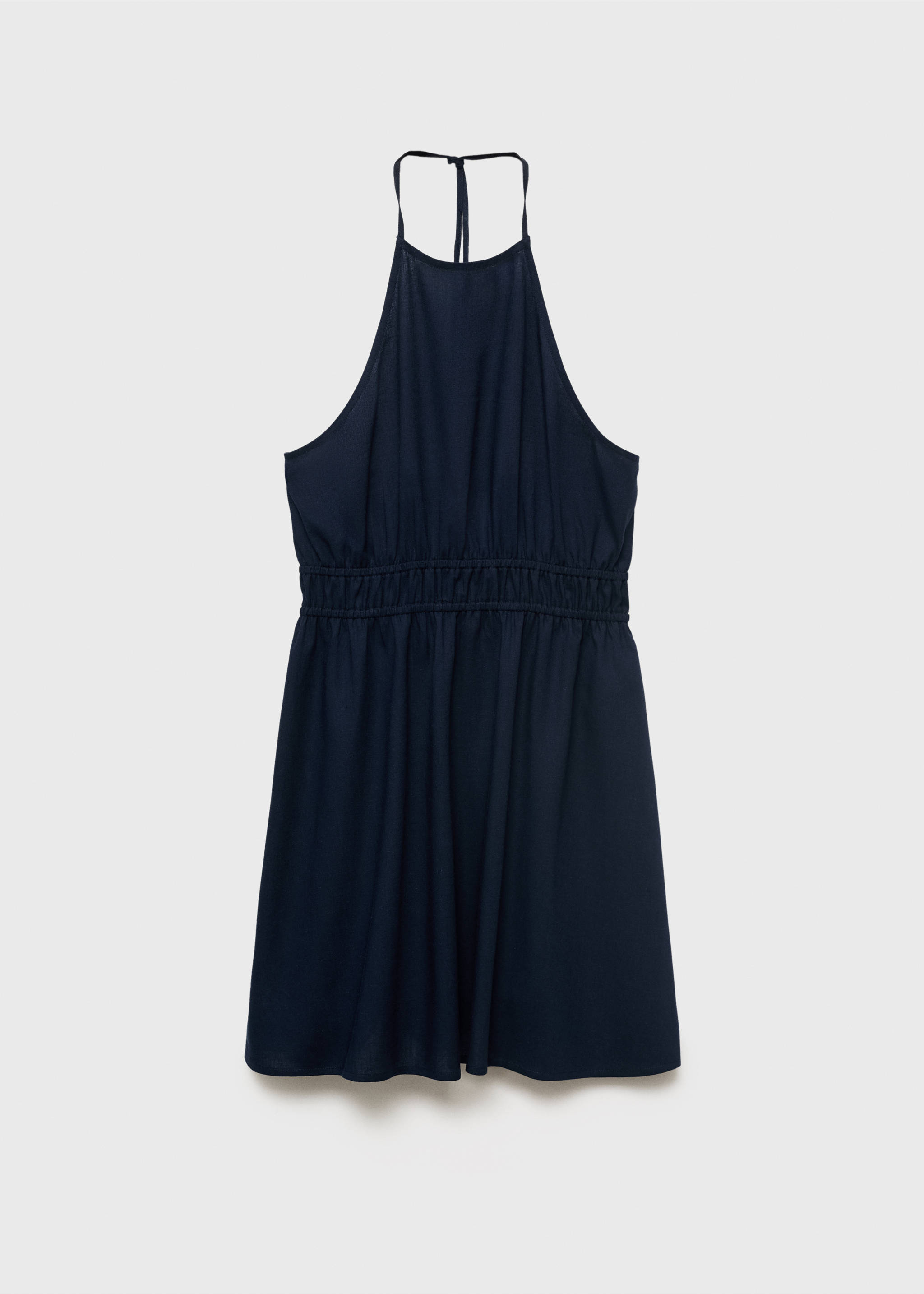 Halter-neck linen dress - Article without model, Navy. Ref: 17042918-00.