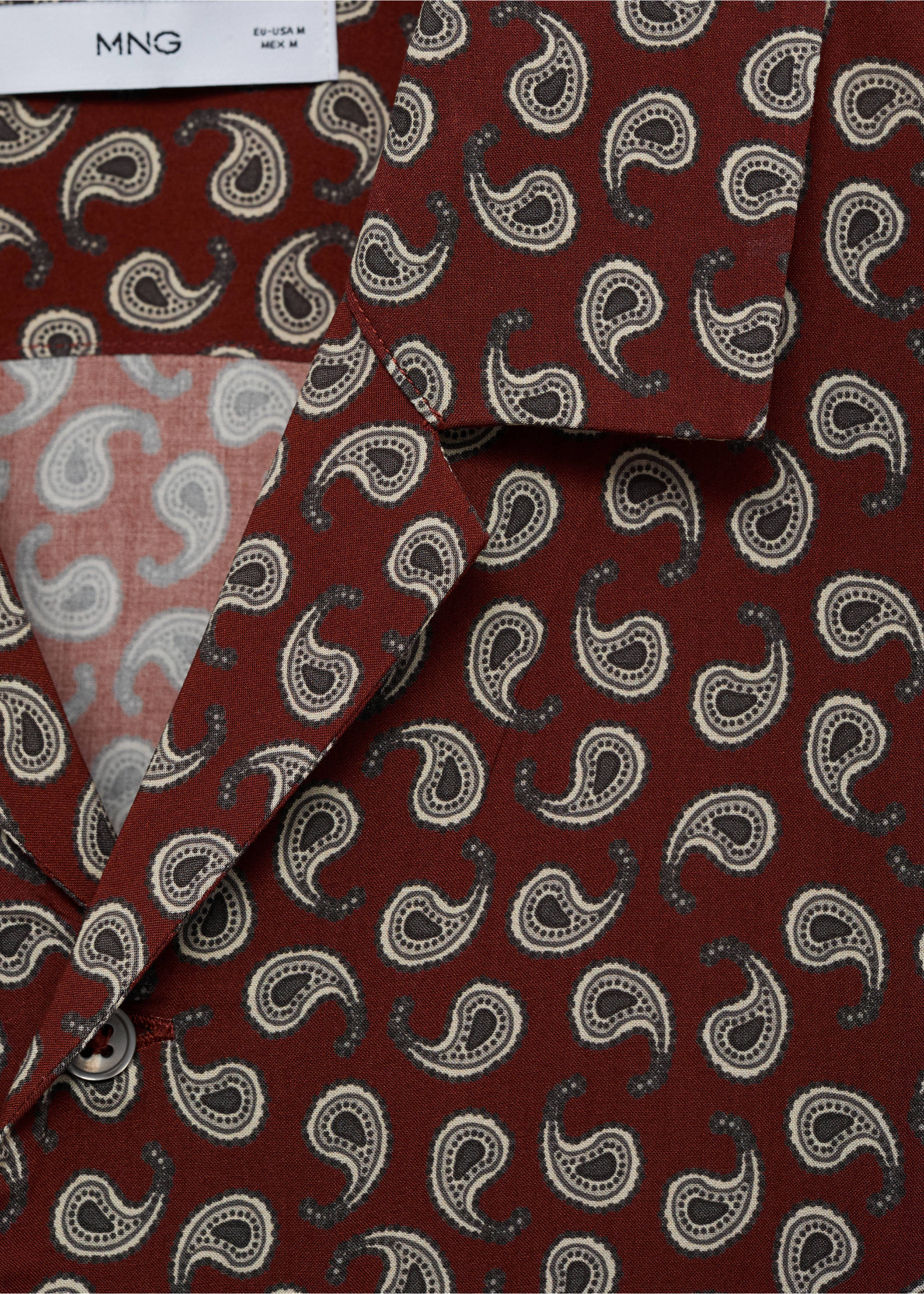 Printed fluid regular-fit shirt - Details of the article 0, Cherry. Ref: 17042929-00.