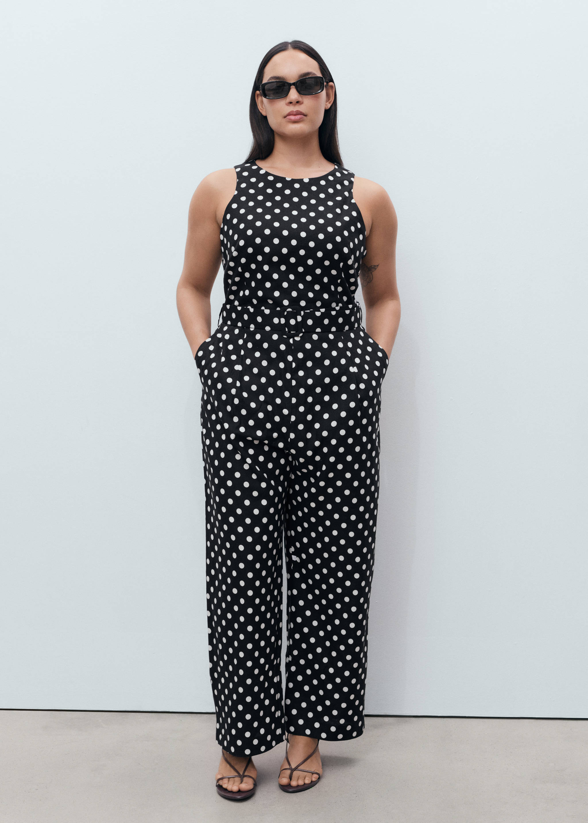 Polka-dot belt jumpsuit - Details of the article 3