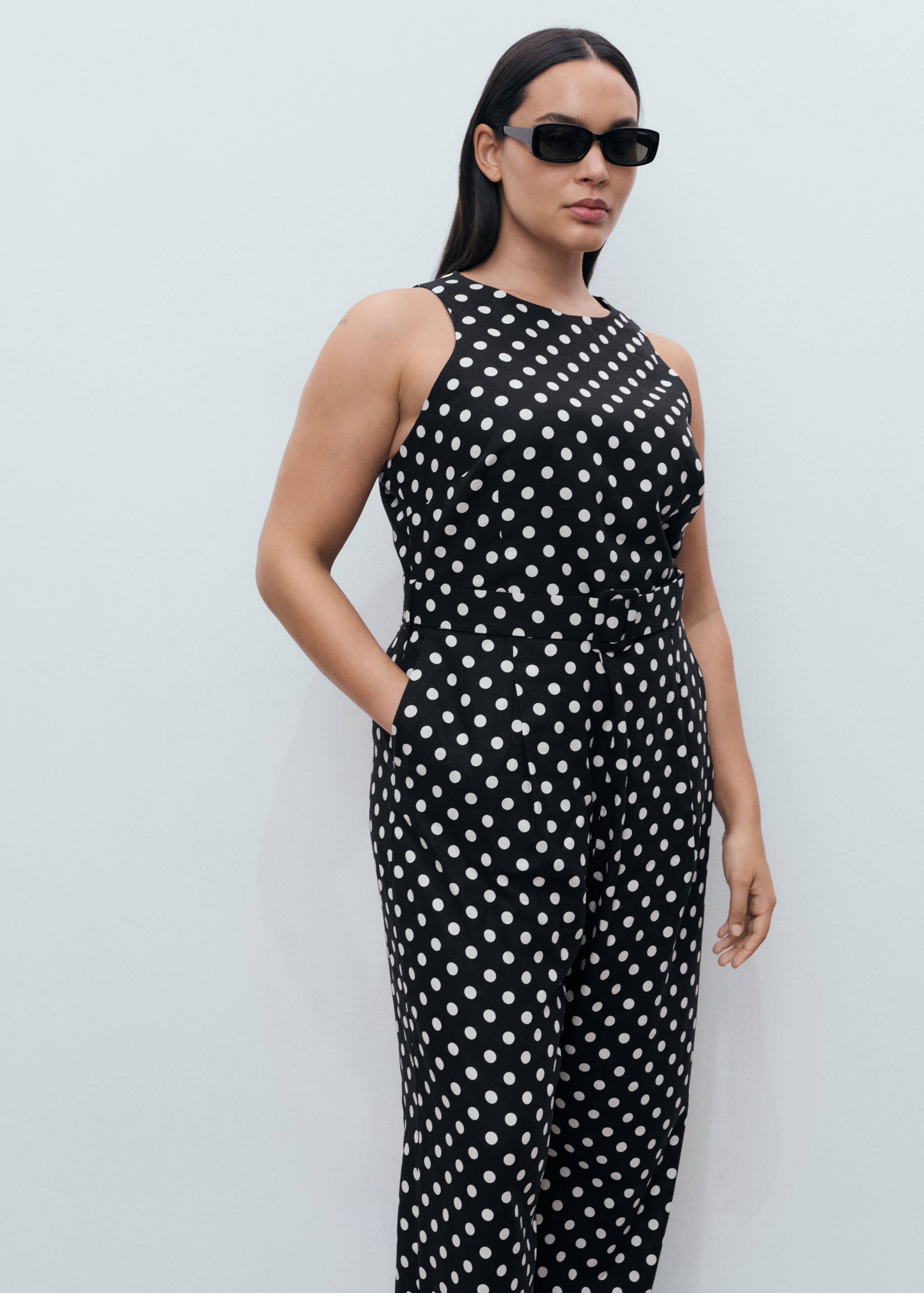 Polka-dot belt jumpsuit - Details of the article 4