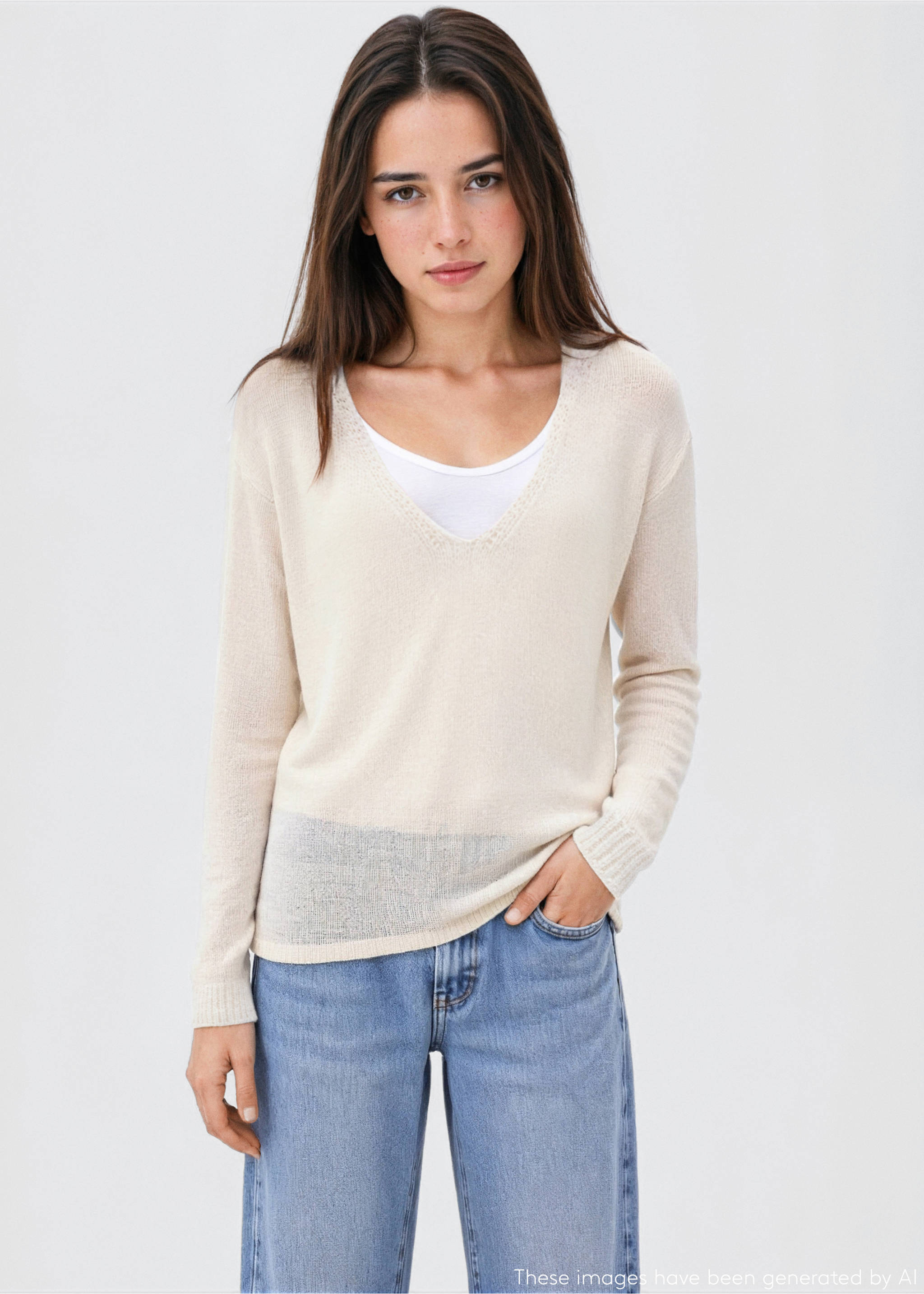 Openwork knit sweater - Medium plane, Off White. Ref: 17043274-00.