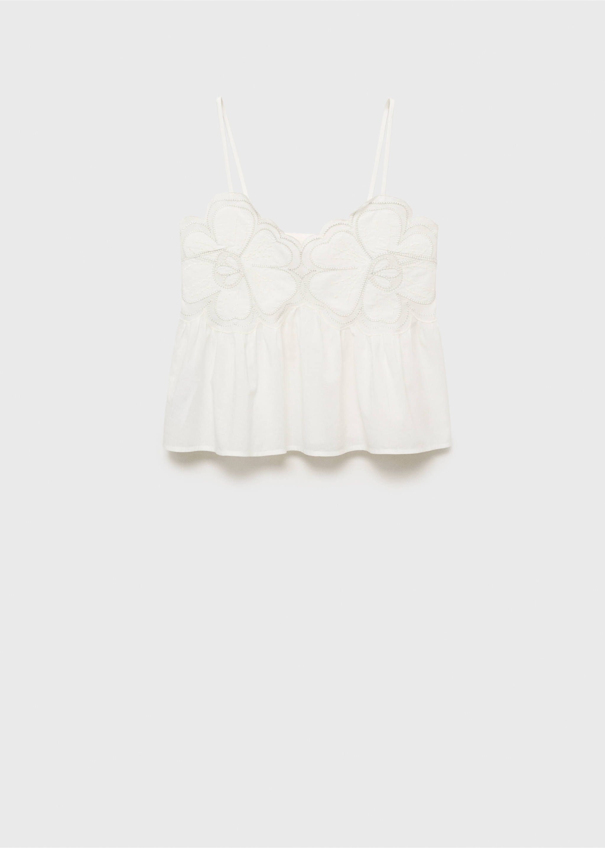 Embroidered flower top - Article without model, Off White. Ref: 17043275-00.